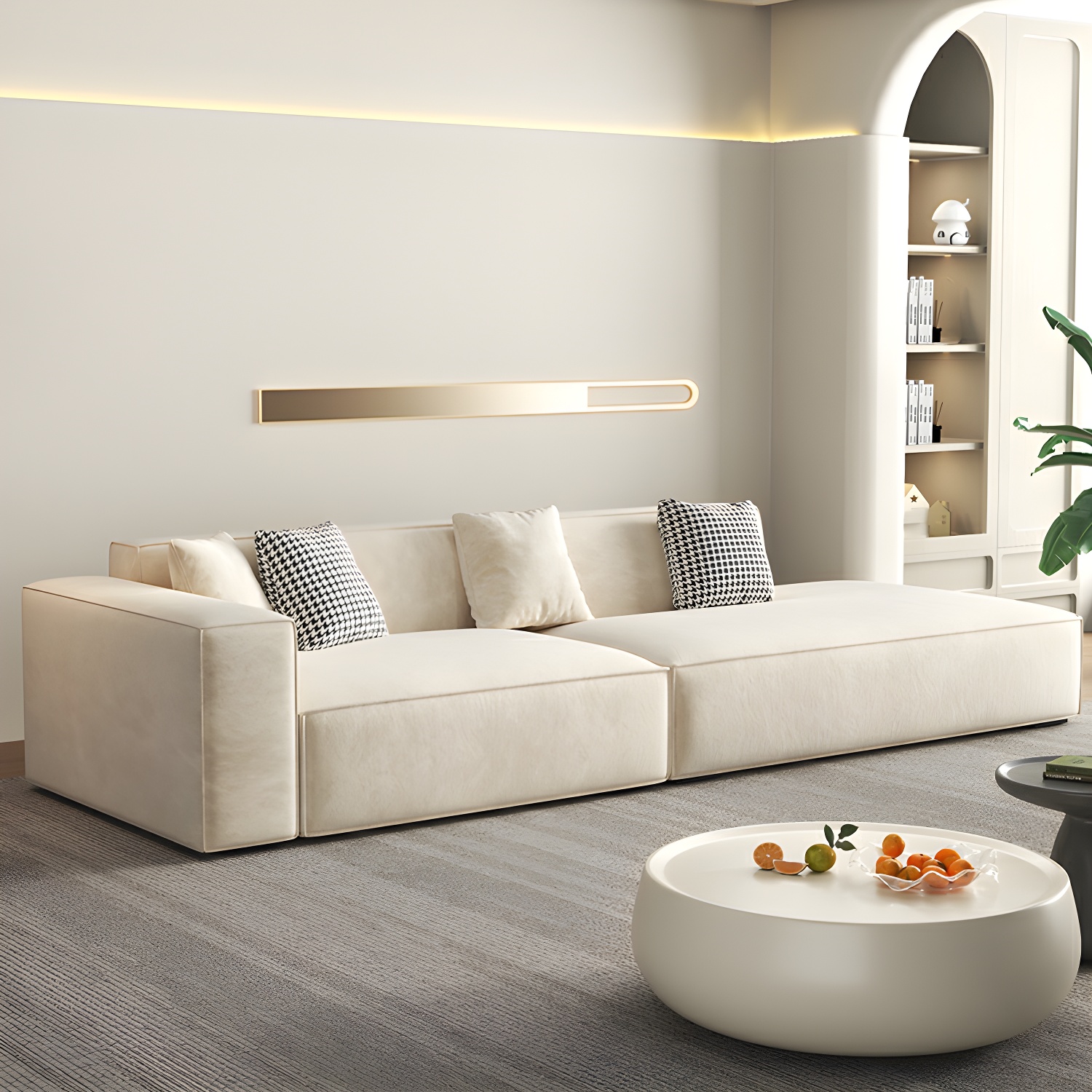 Elegant Sectional with Synthetic Upholstery in Moderate-Gray Tone and Built-in Charging Ports - image 12