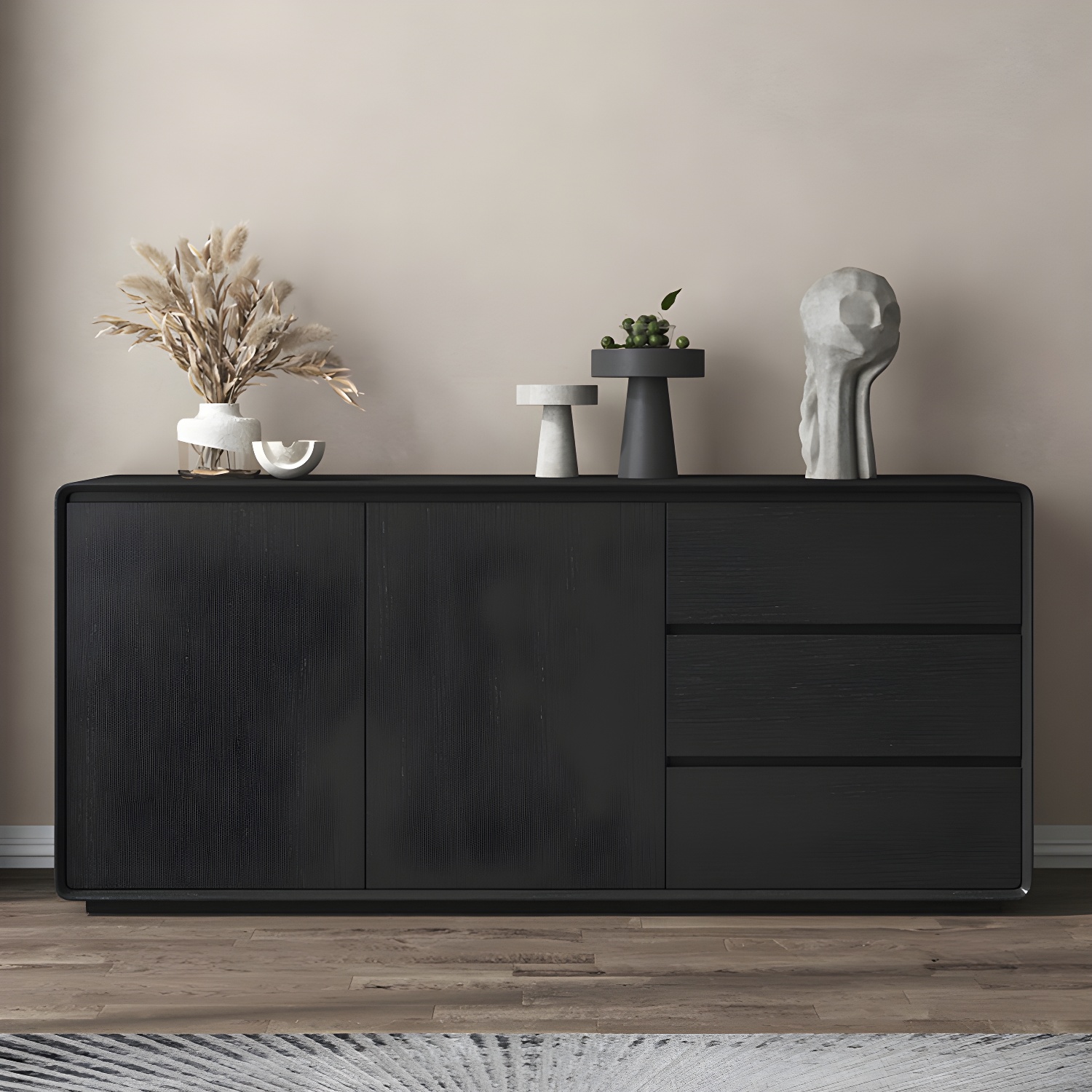 Wood Buffet Table Contemporary Style Side Board with Cabinets and Drawers - image 23