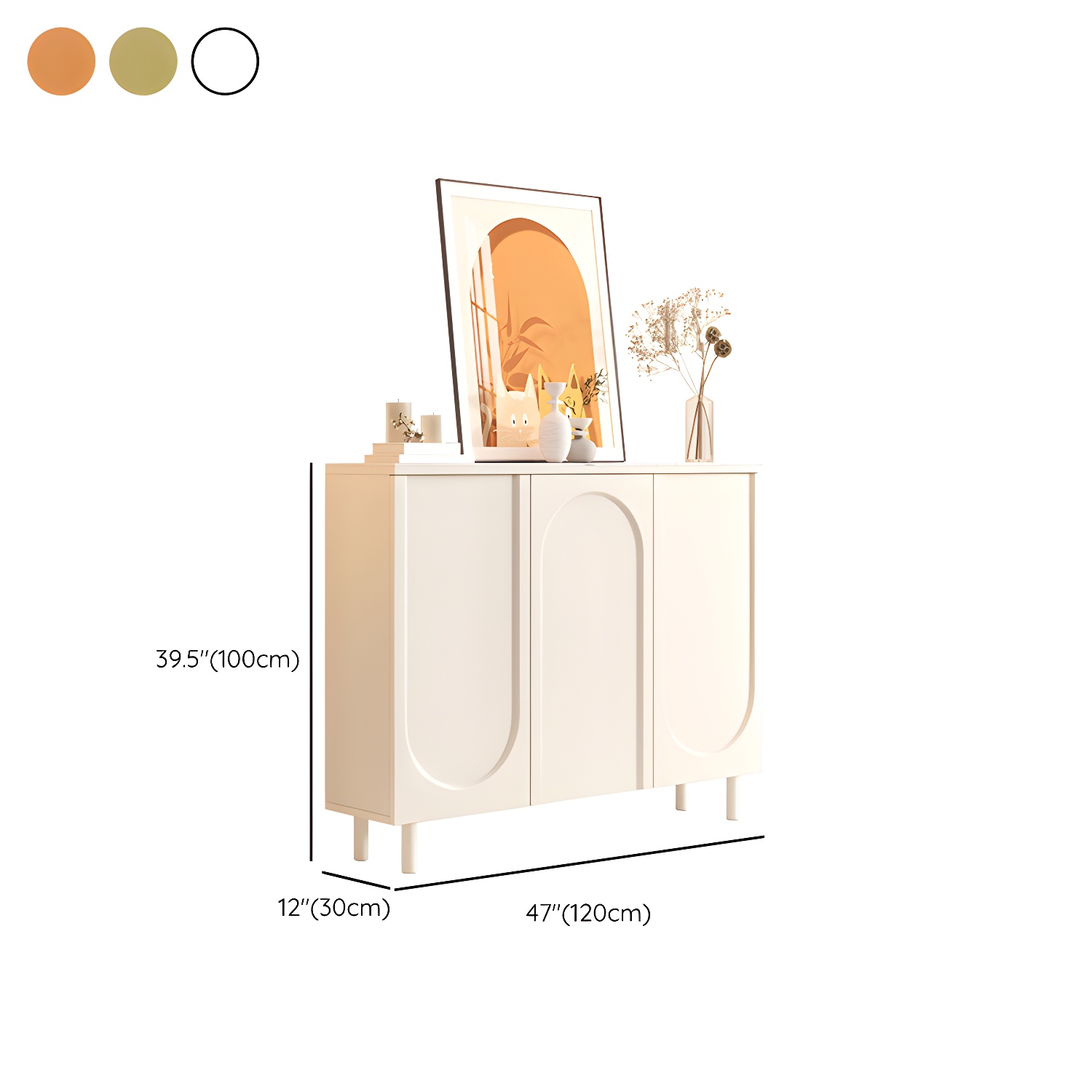 Scandinavian Wood Buffet Sideboard with Stone Countertop and Adjustable Shelves - image 21