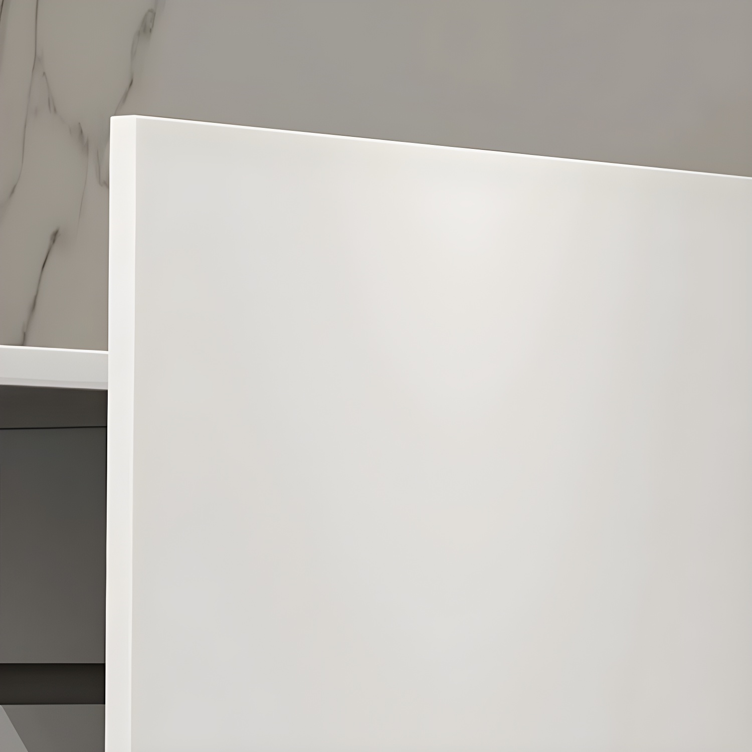 Modern white wood wardrobe armoire with hinged doors, clothing rod & shelves - image 7