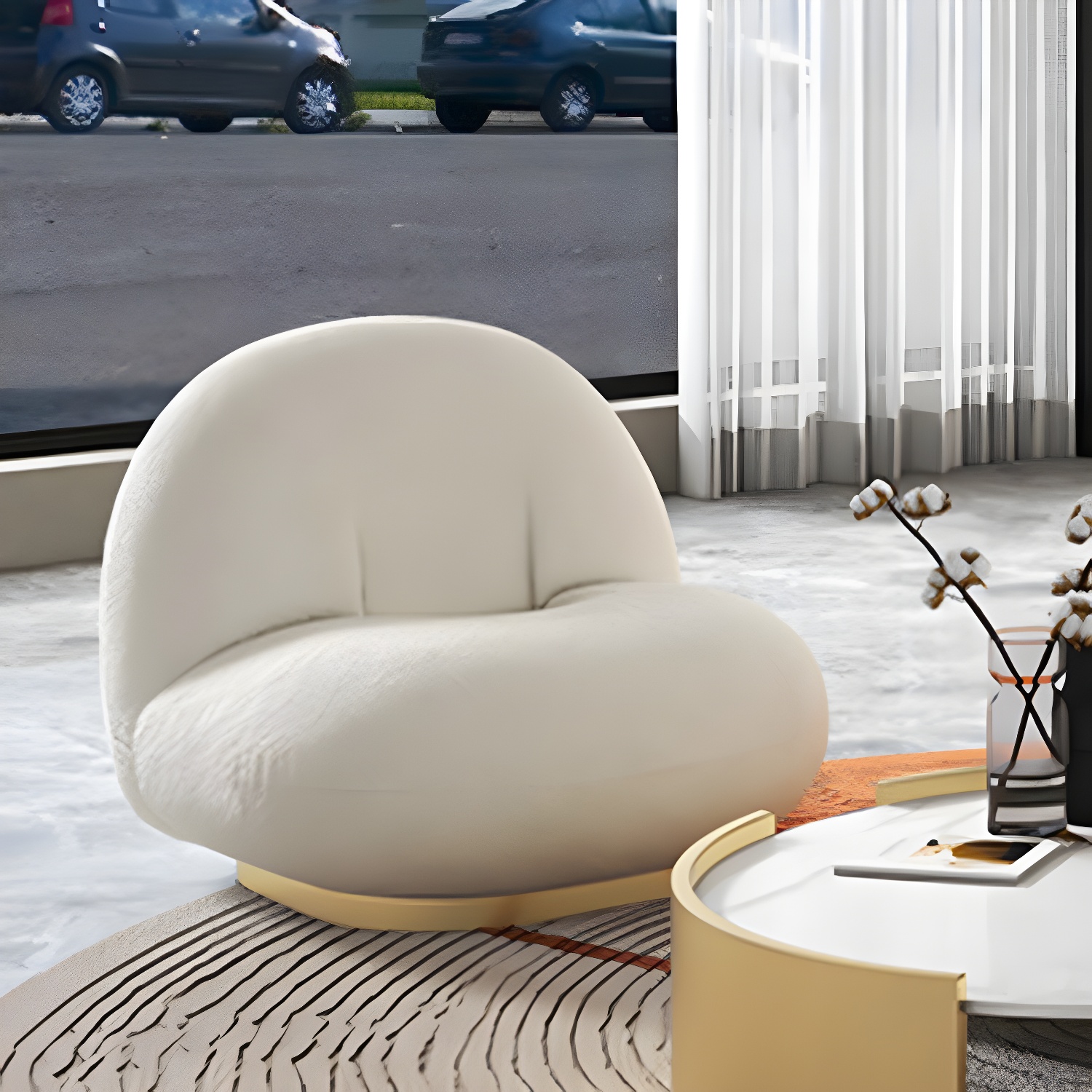 Contemporary Curved Sofa with Tight Back Standard Armless Sofa for Living Room - image 14
