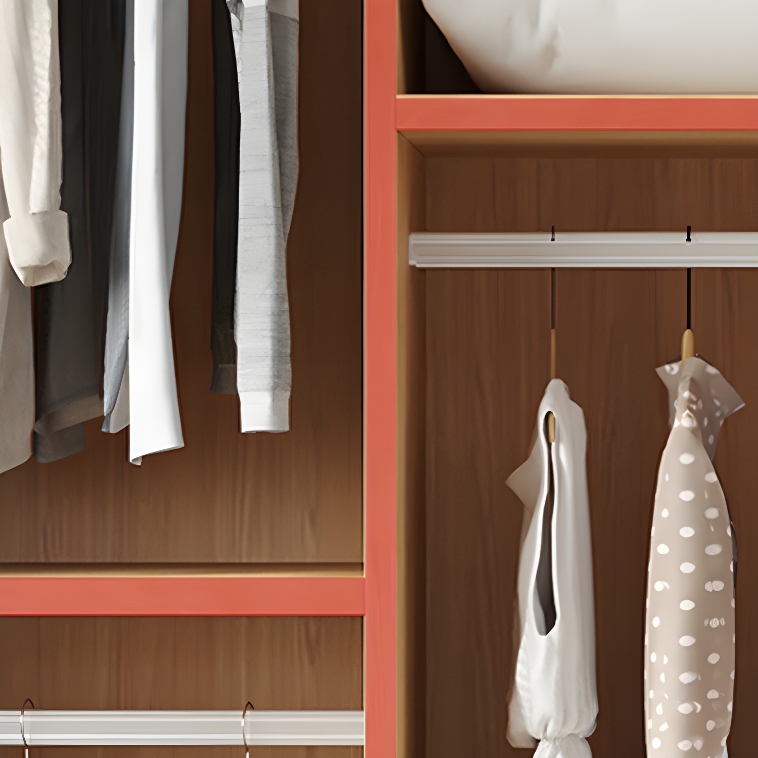 Light Wood Wardrobe Armoire with Sliding Doors, Clothing Rod, and Soft-Close Drawers - image 8