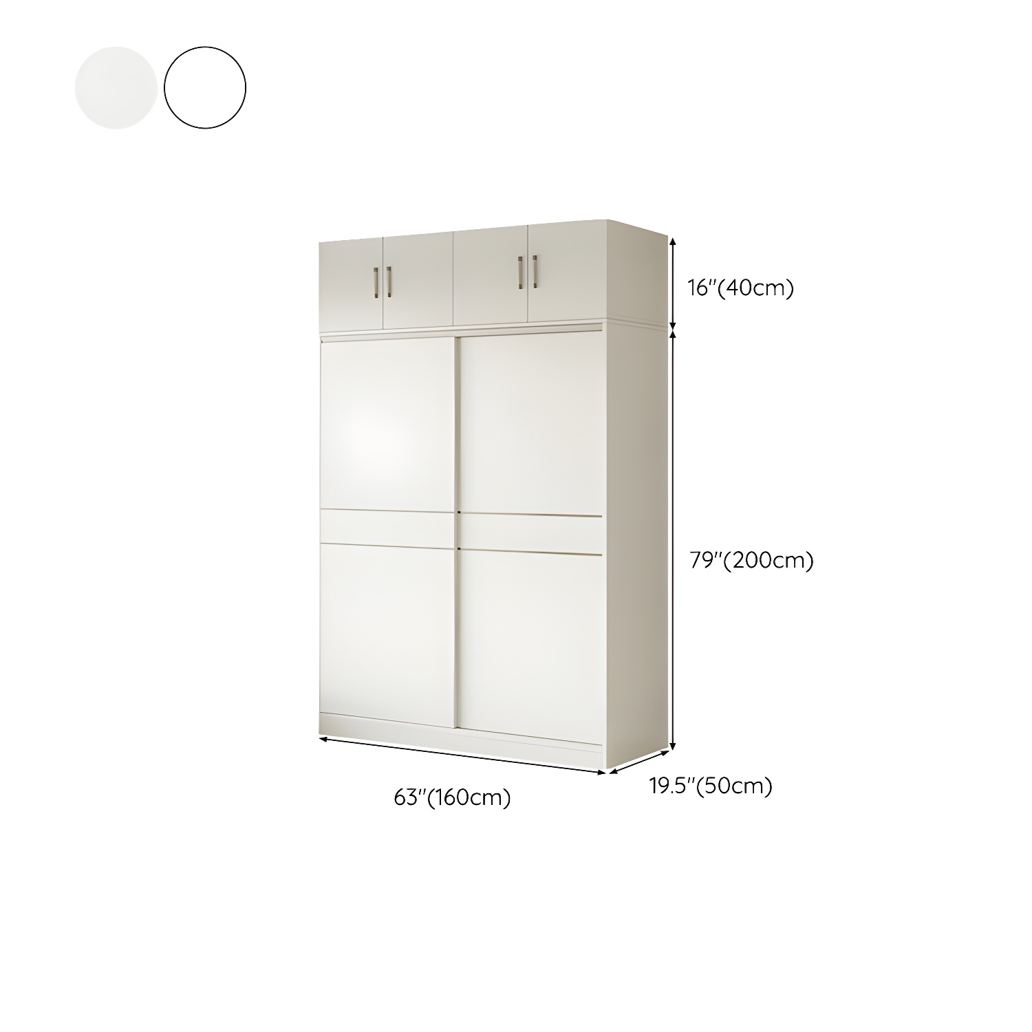 Fashionable Sliding Door Storage Wood Wardrobe with Metal Clothing Rod and Shelves in White Color - image 21