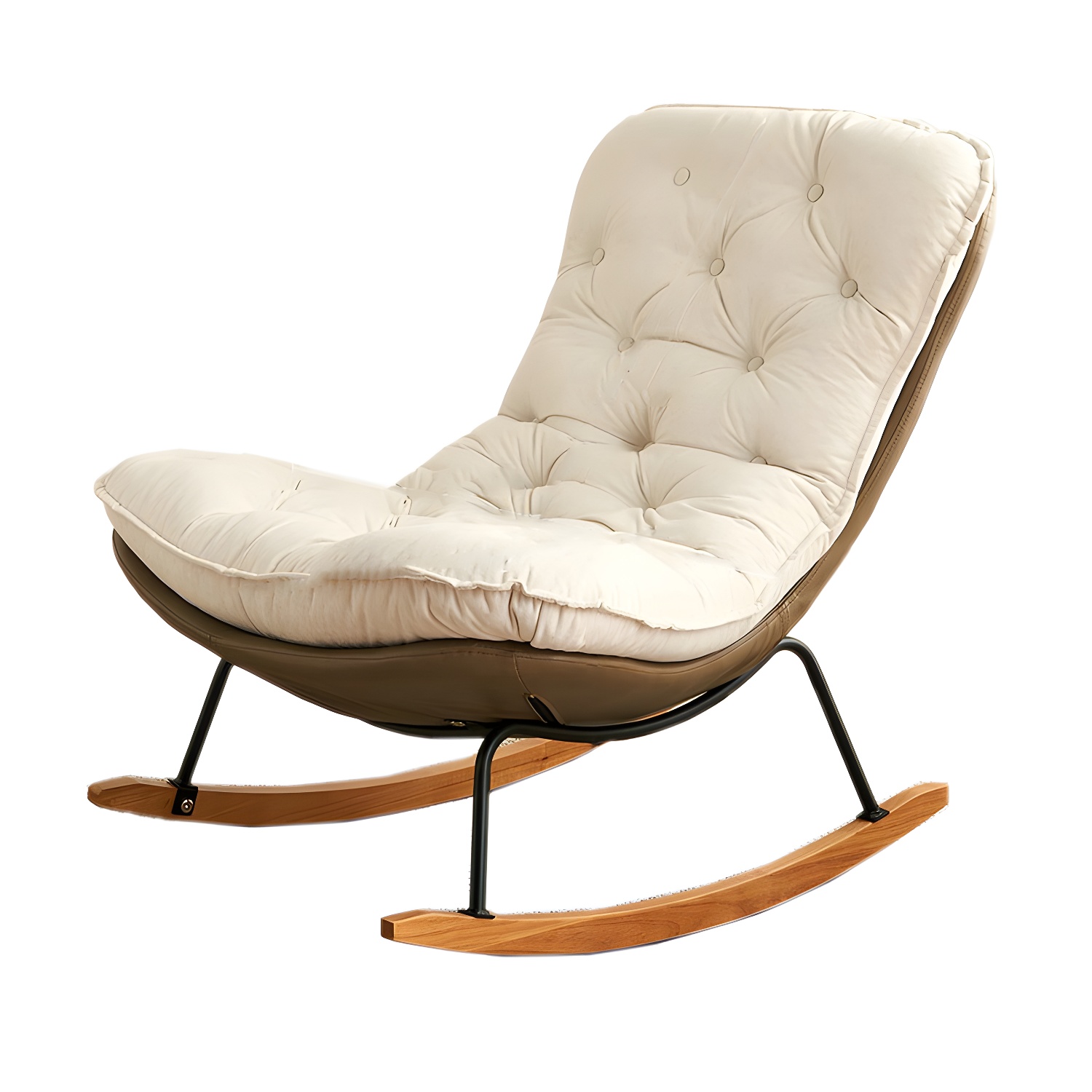 Stylish Modern Metal Rocking Chair with Tufted Upholstery and Stain-Resistant, Removable Cushions