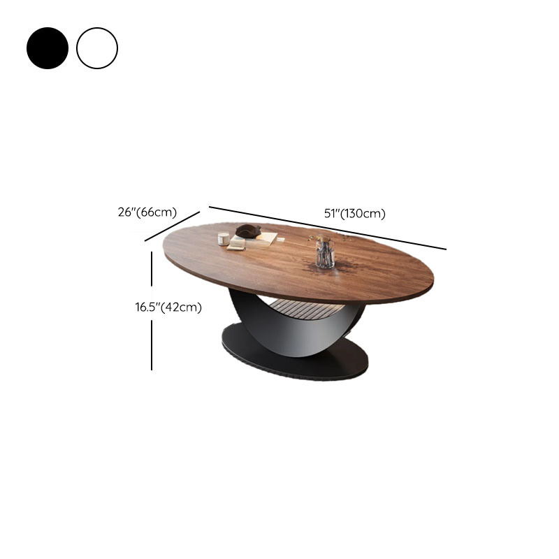 Trendy Cocoa Wooden Oval Single Accent Table with Metal Base - image 10