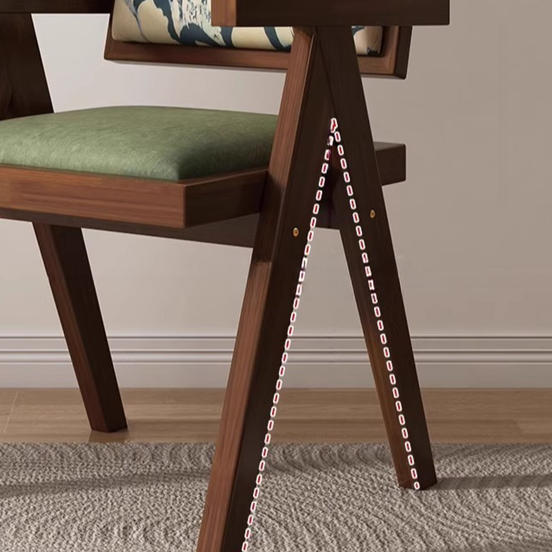 Modish Arm Chair with Ventilated Back, Padded Upholstery, Arms, and Natural Wood Legs - image 9