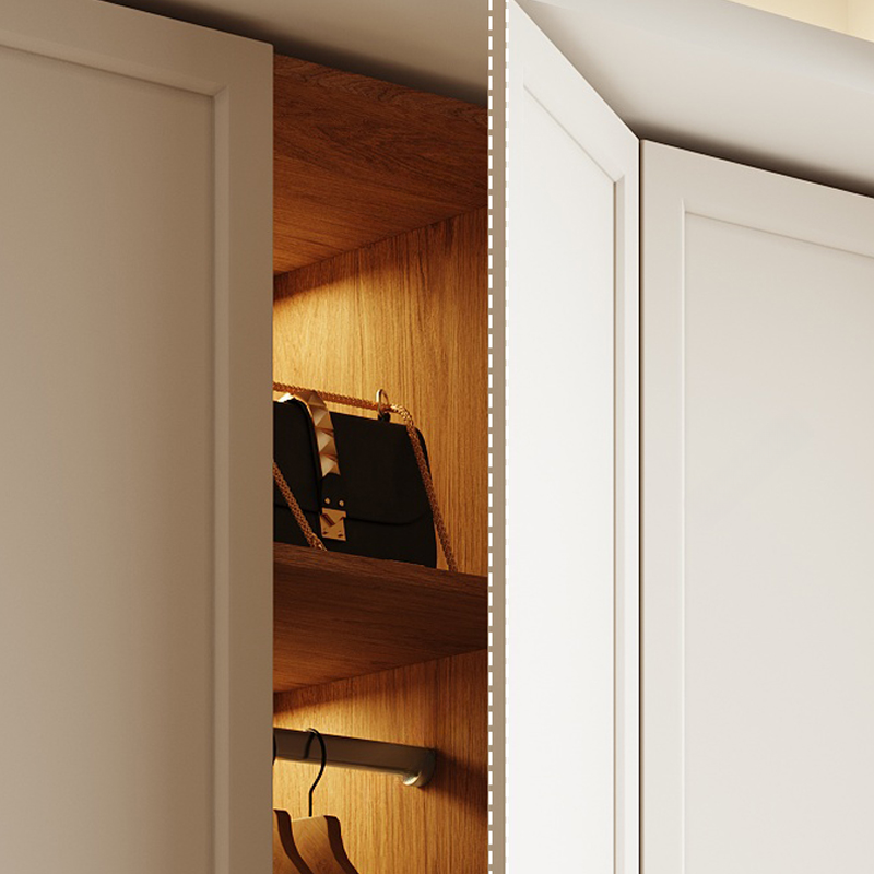 White Minimalist Laminate Independent Wardrobe Closet with Soft Close Drawer, Soft Close Door, and Interior Shelves - image 5