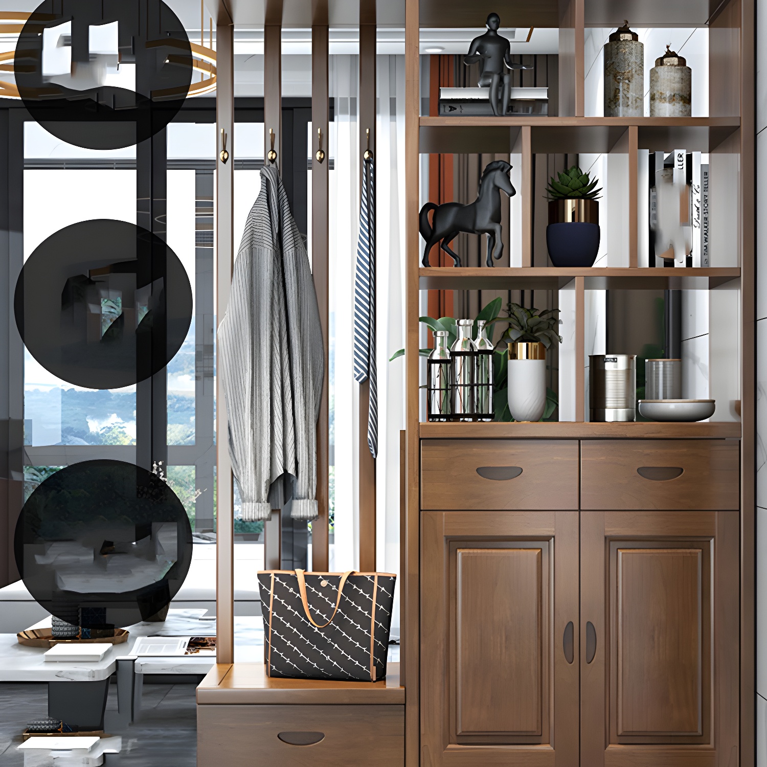 Solid Wood Modern Accent Cabinet with Doors and Drawers for Living Room - image 13