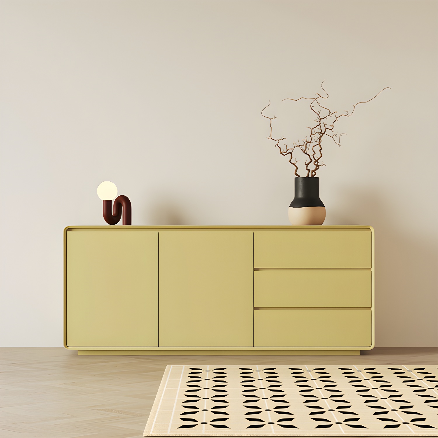 Wood Sideboard with 2 Doors and 3 Drawers, Overall Dimensions 40cmW x 80cmH - image 6