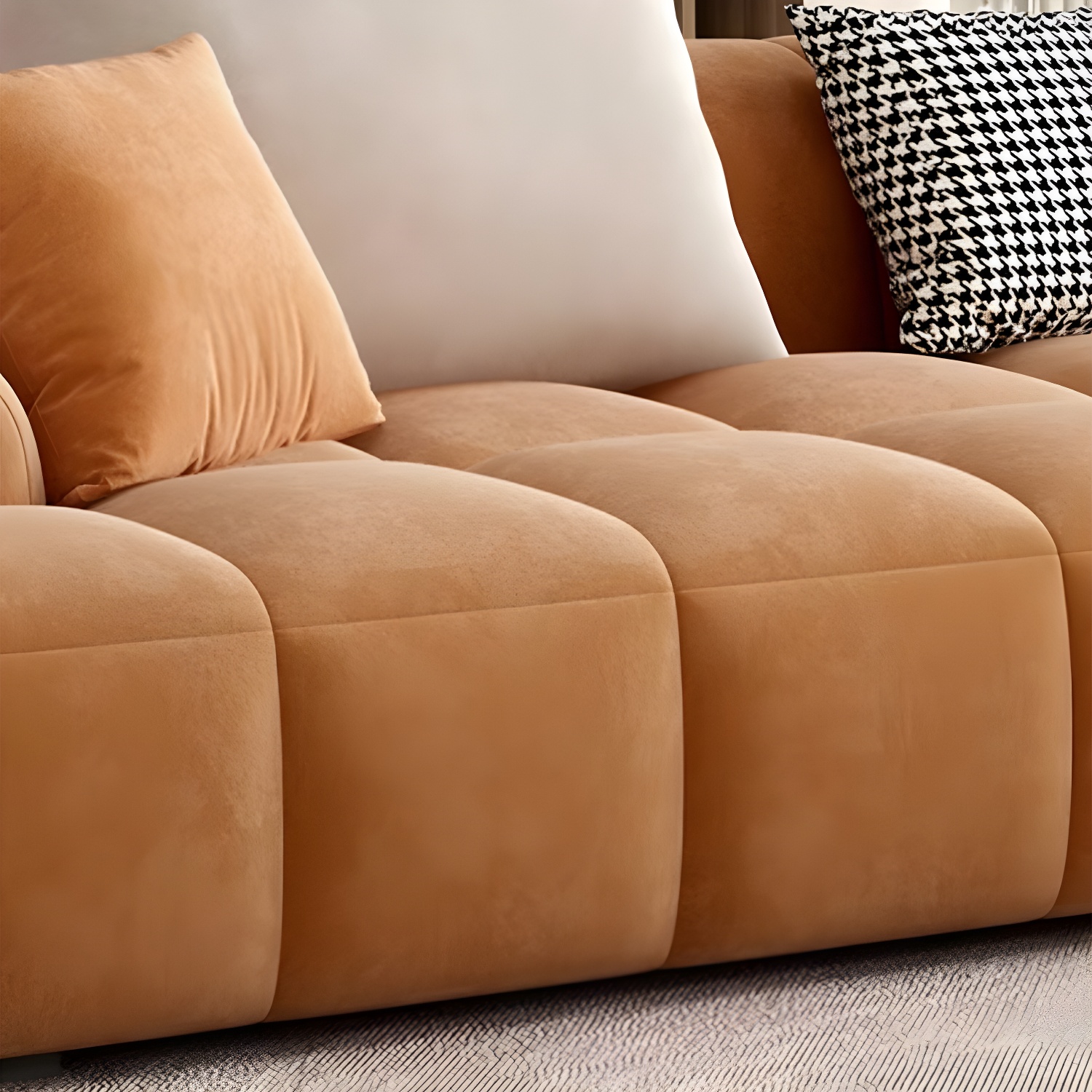 Modern Suede Sectional Sofa with Black Pine Wood Frame and Scratch Resistant Design - image 13