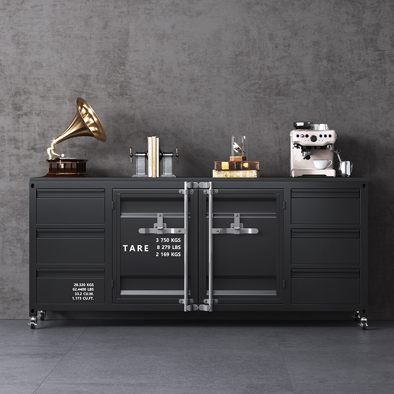 Industrial Metal Sideboard Credenza with Cabinets and Drawers - image 5