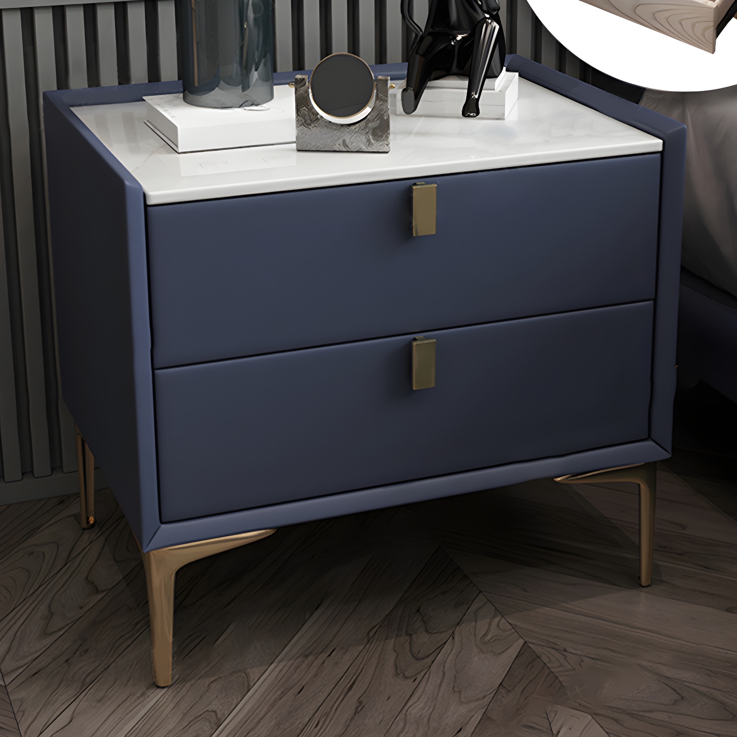 2 Drawer Solid Wood Modern Night Table Drawer Storage Bed Nightstand - image 21