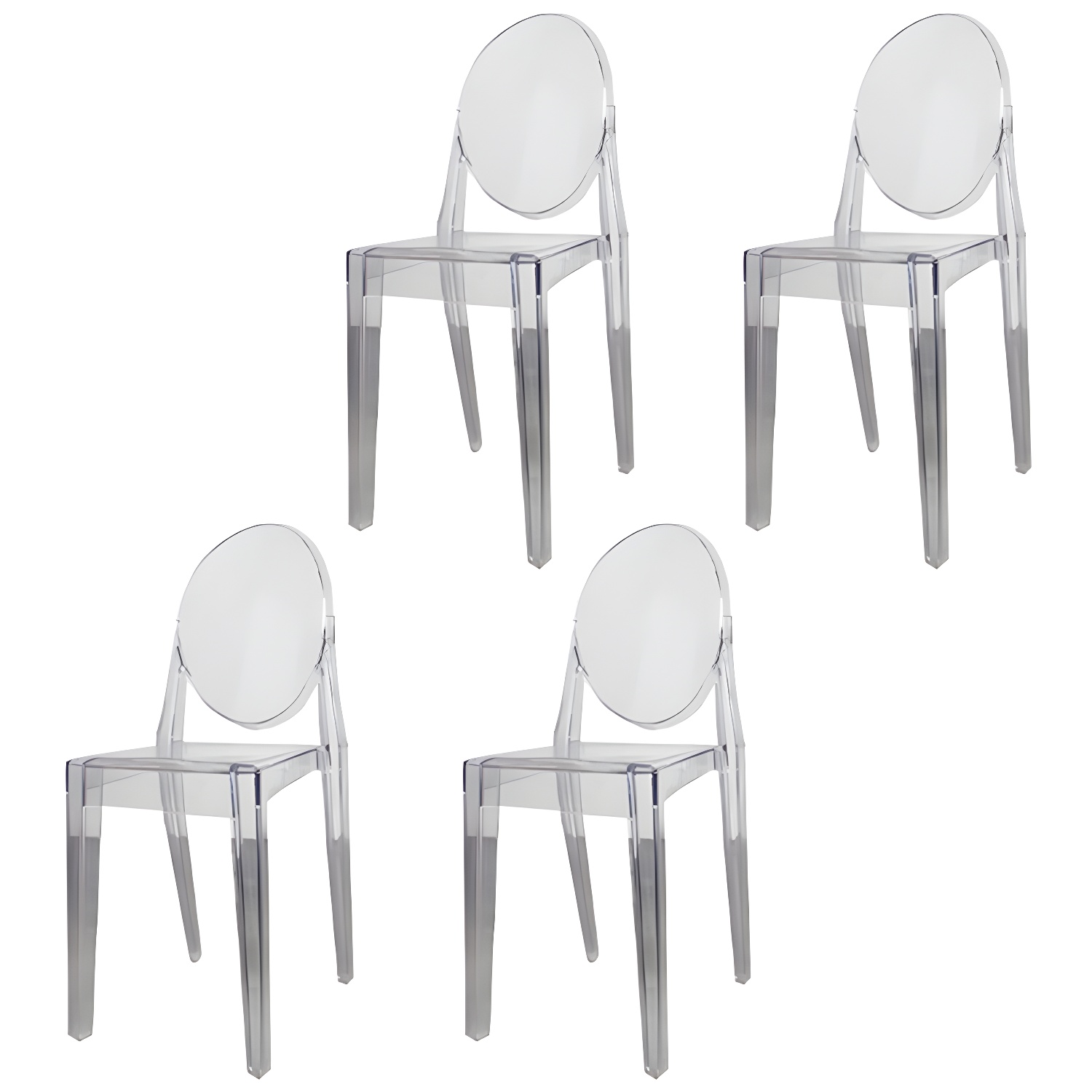 Scandinavian Winehouse Plastic Side Chair Transparent Open Dining Chair (Set of 4) - image 4