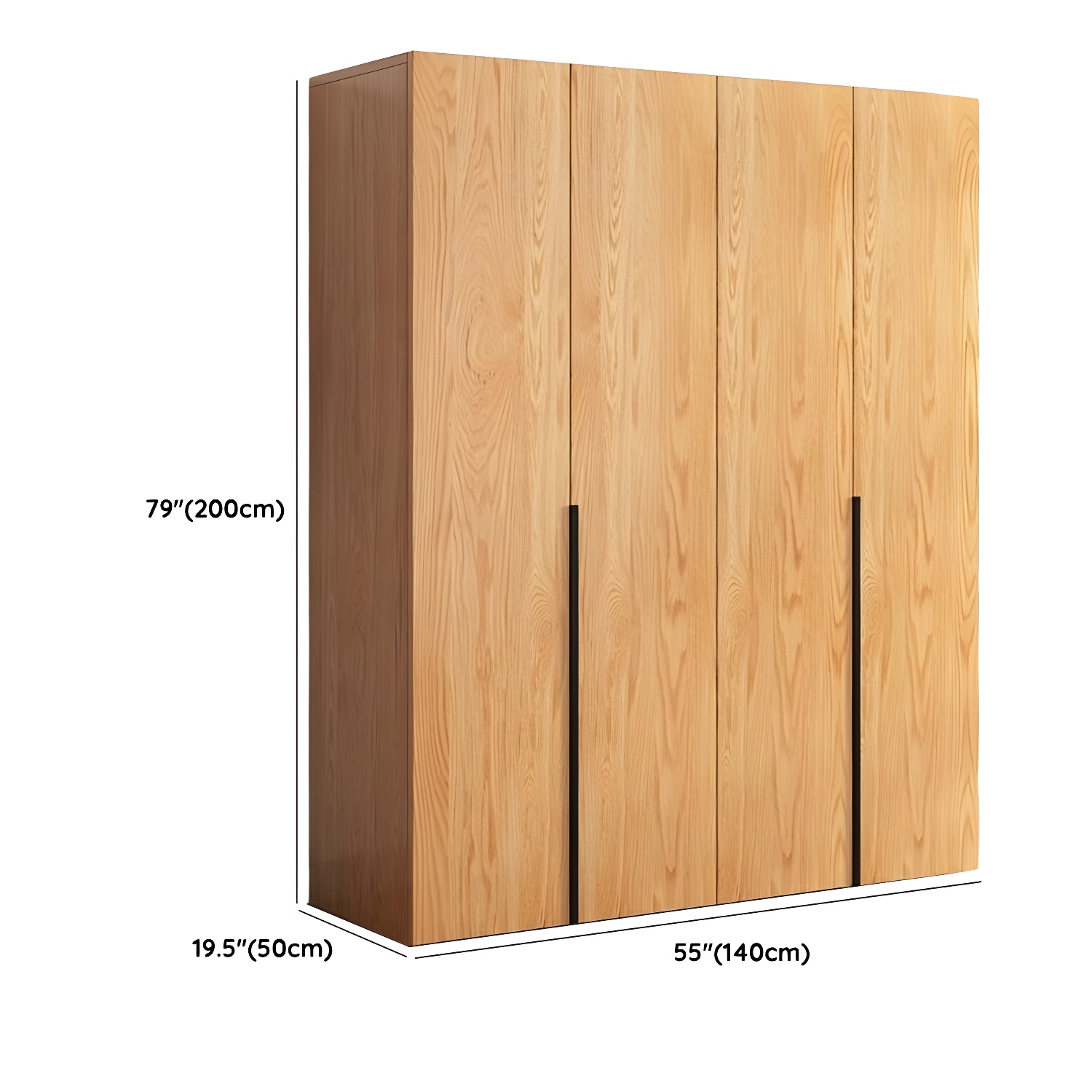 Modern Natural Wood Pine Armoire with Clothing Rod & Shelves - image 11