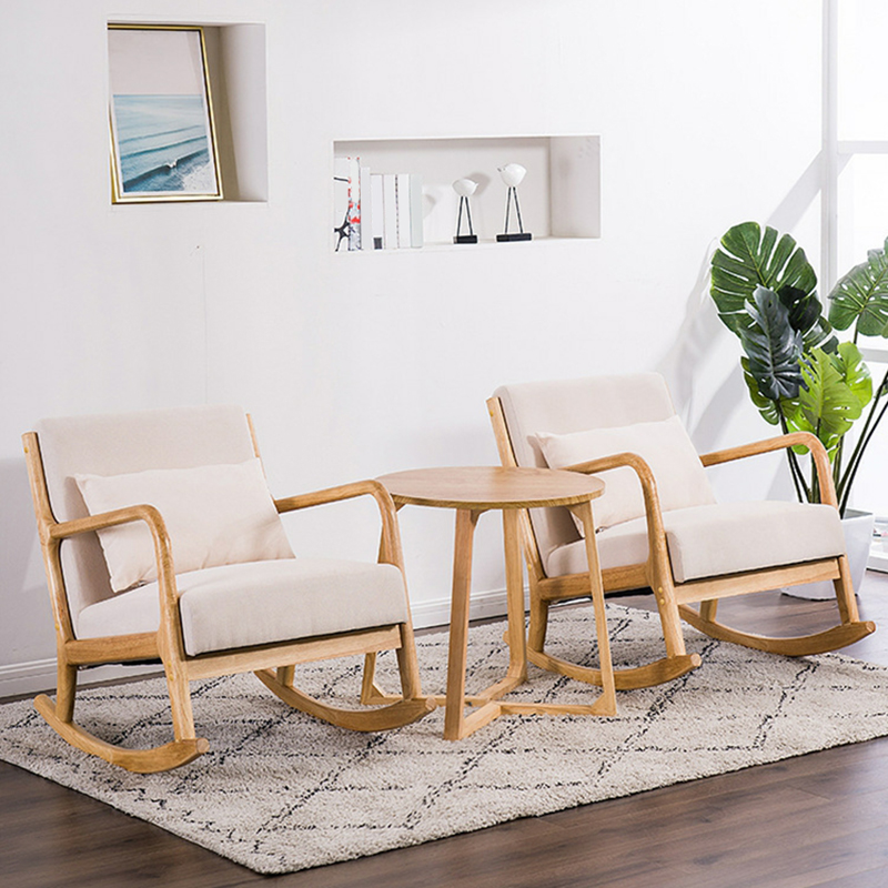 Nordic Natural Cotton Stationary Rocking Couch Chair with Back - image 12