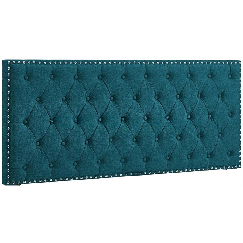 No Distressing Twin XL/Full/Queen Panel Headboard with Nailhead Border, Portman Shape, Sponge Fill, Wall Mounted, Low Height