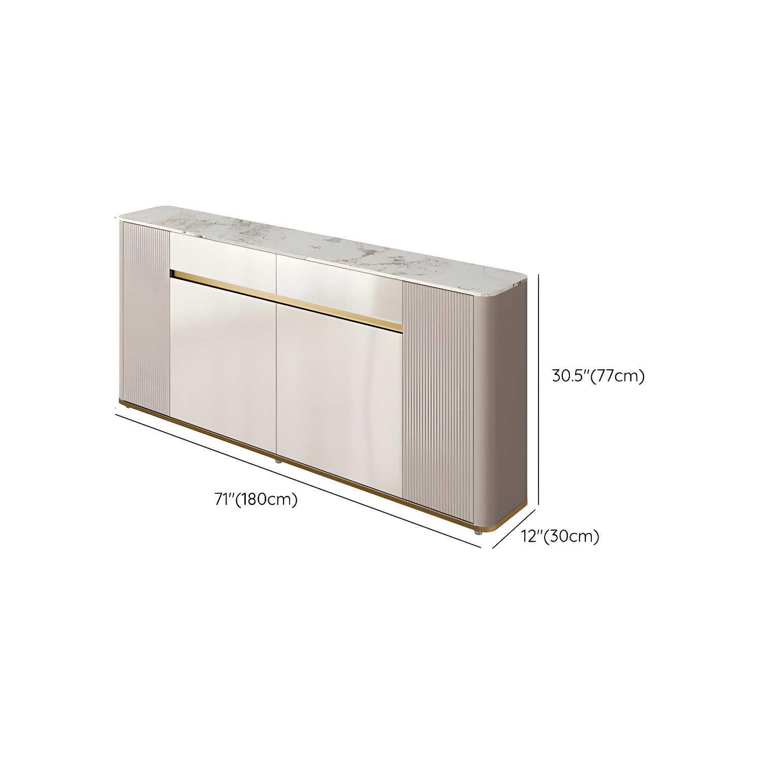 Glam Style Stone Top Sideboard Engineered Wood Side Board for Living Room - image 26