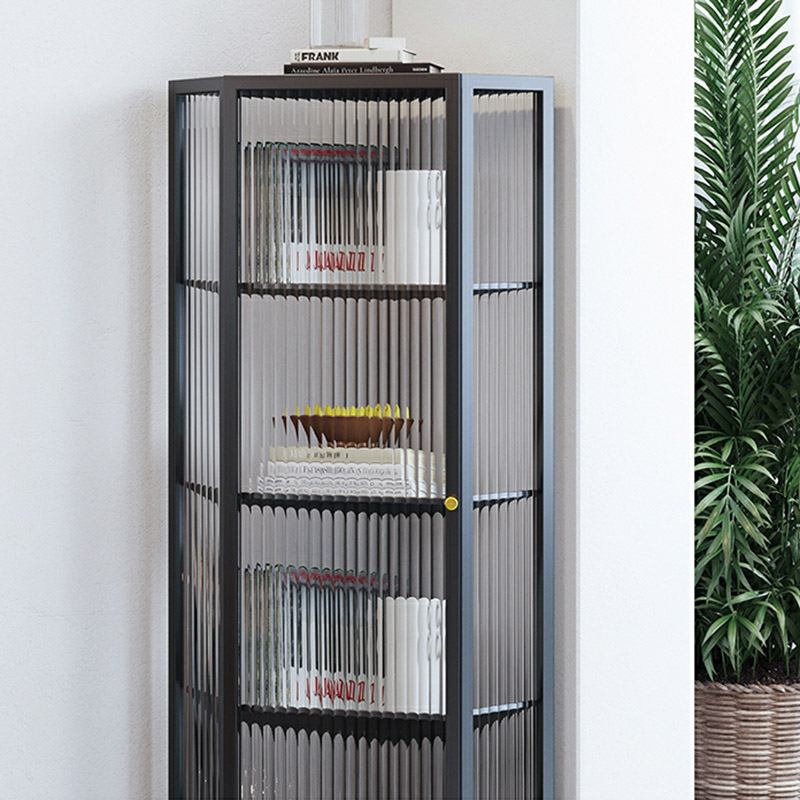 Sophisticated Steel Corner Accent Cabinet with Glass Doors and Cabinets Included - image 8