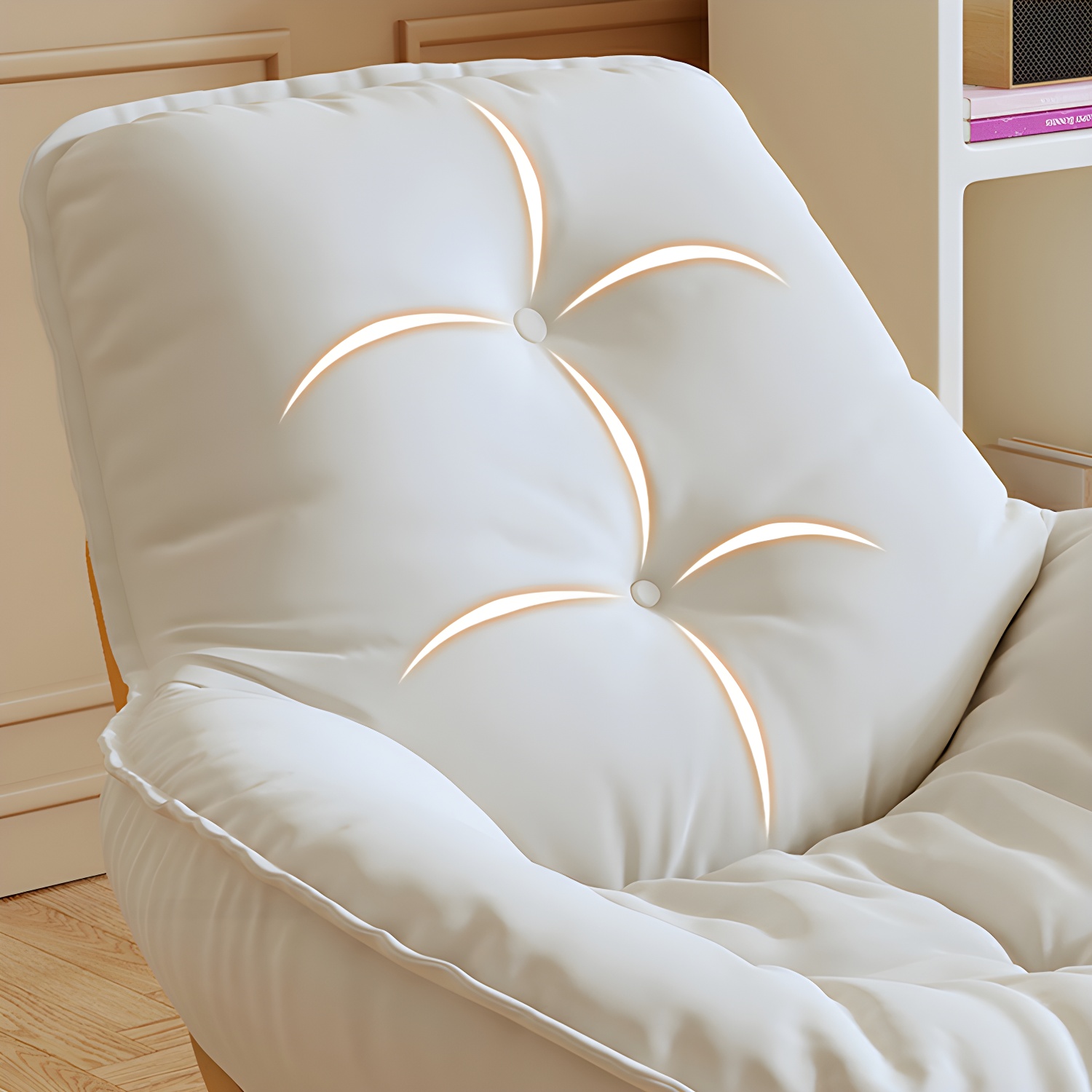 Indoor Contemporary Rocking Chair with Beige Upholstered and Wood Legs - image 17