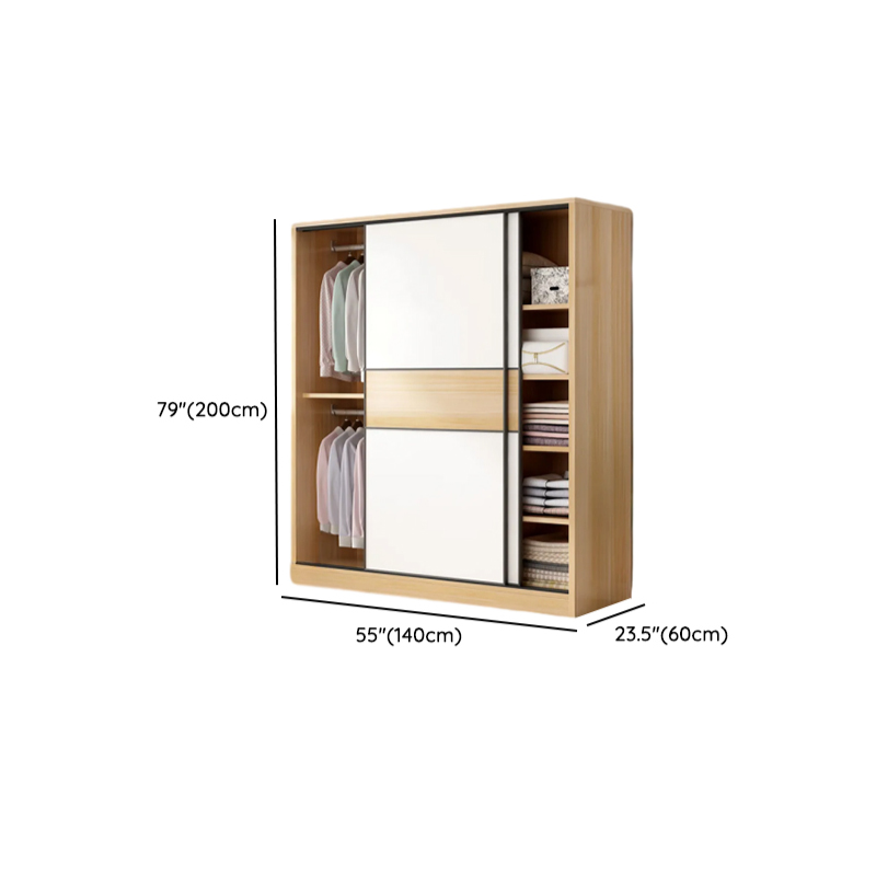 Natural Finish Modish Laminate Wardrobe Closet with 3-Drawer/4-Drawer, Interior Shelves, and Clothing Rod - image 8