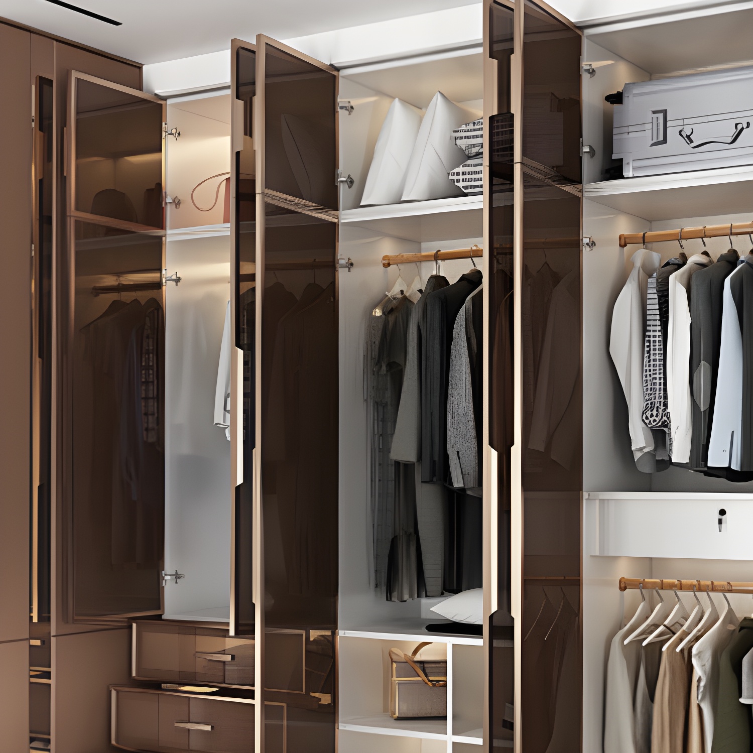 White Manufactured Wood Cabinet with Glass Door Modern Hinged Door Wardrobe for Home - image 6