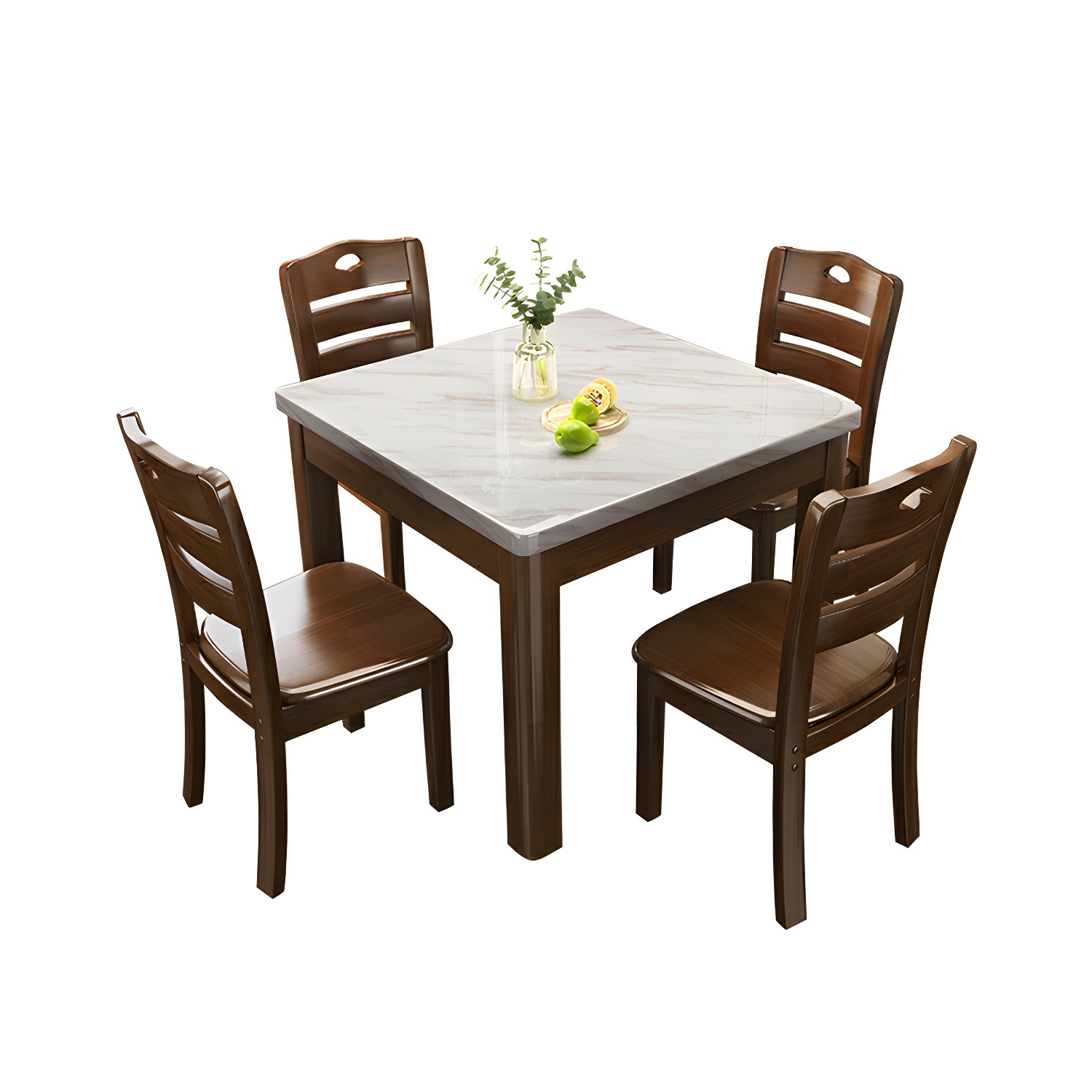 Square Marble Dining Table Set 1/5 Pieces with Solid Wood Base for Kitchen - image 5