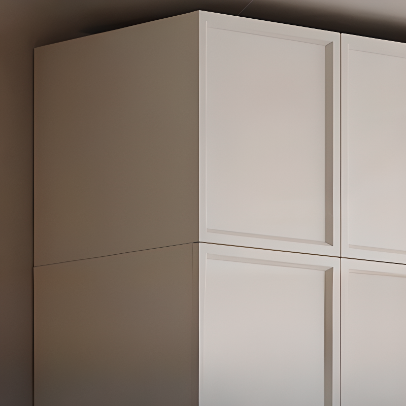 White Minimalist Wooden Wardrobe Closet with Soft Close Drawer, Soft Close Door, Interior Shelves, and Clothing Rod - image 5