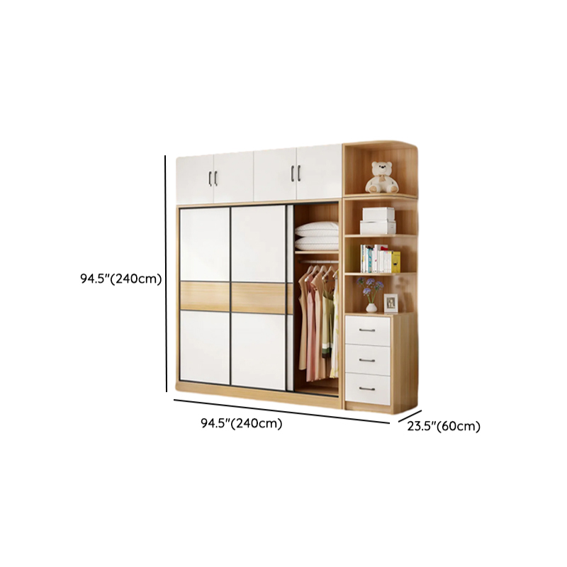 Natural Finish Modish Laminate Wardrobe Closet with 3-Drawer/4-Drawer, Interior Shelves, and Clothing Rod - image 16