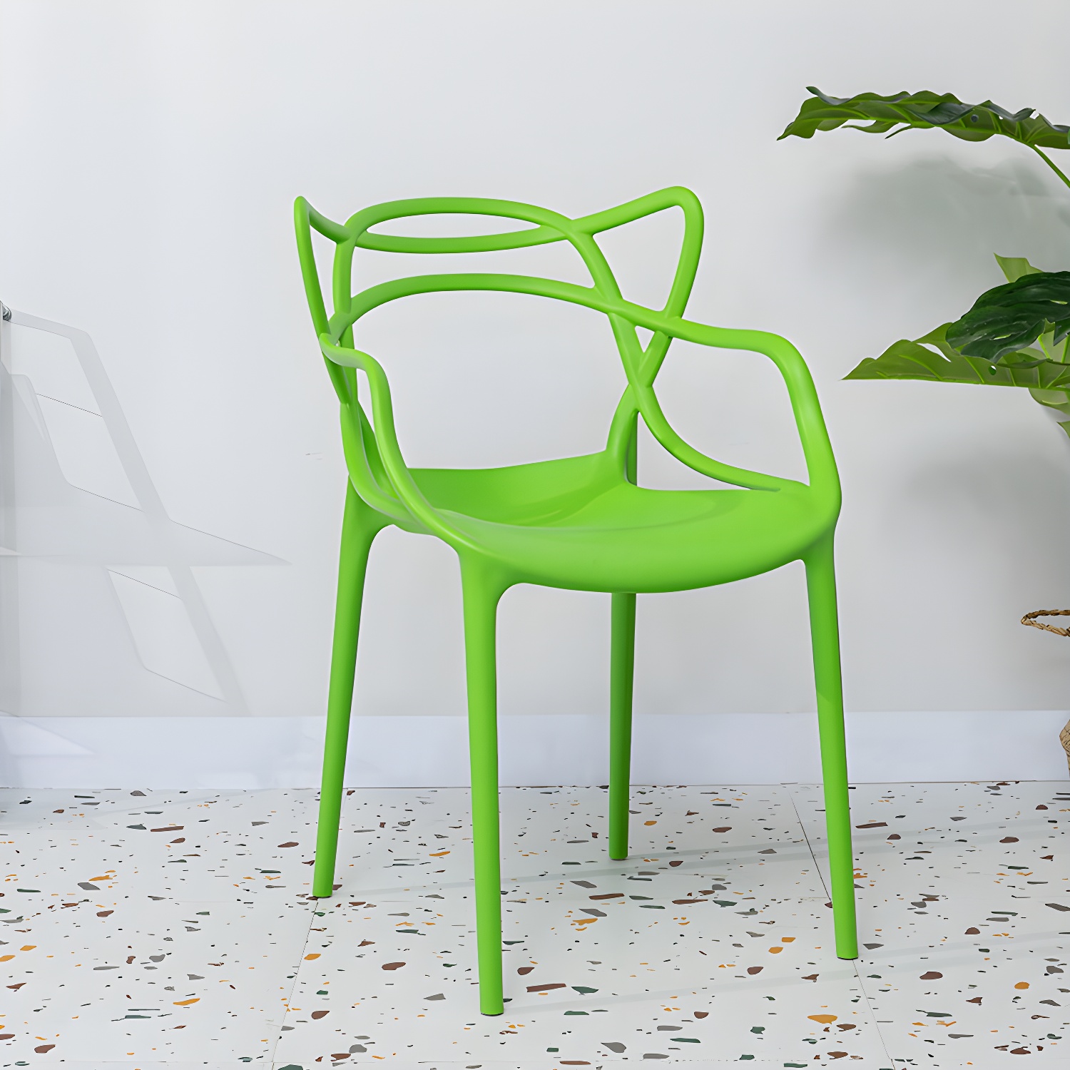 Open Back Dining Arm Chair Modern Indoor-Outdoor Plastic Chair - image 11