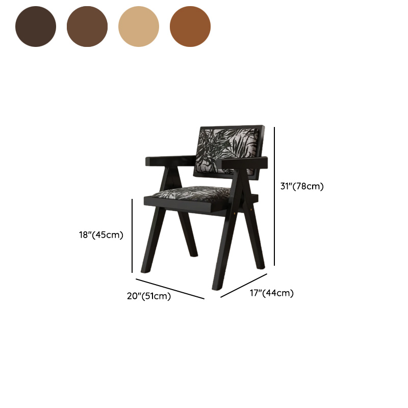 Modish Arm Chair with Ventilated Back, Padded Upholstery, Arms, and Natural Wood Legs - image 16