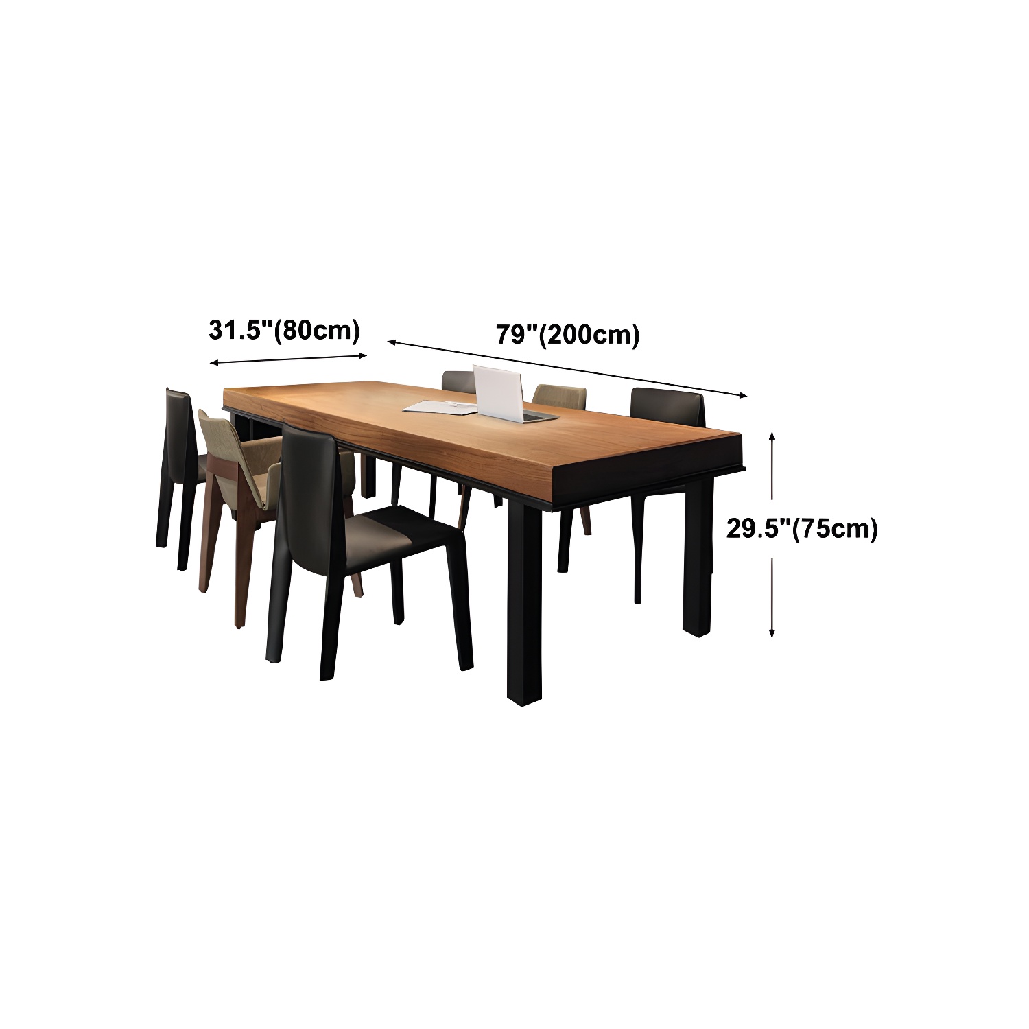 Rectangle Industrial Dining Table Solid Wood Top Home Table with 4 Black Iron Legs - image 14