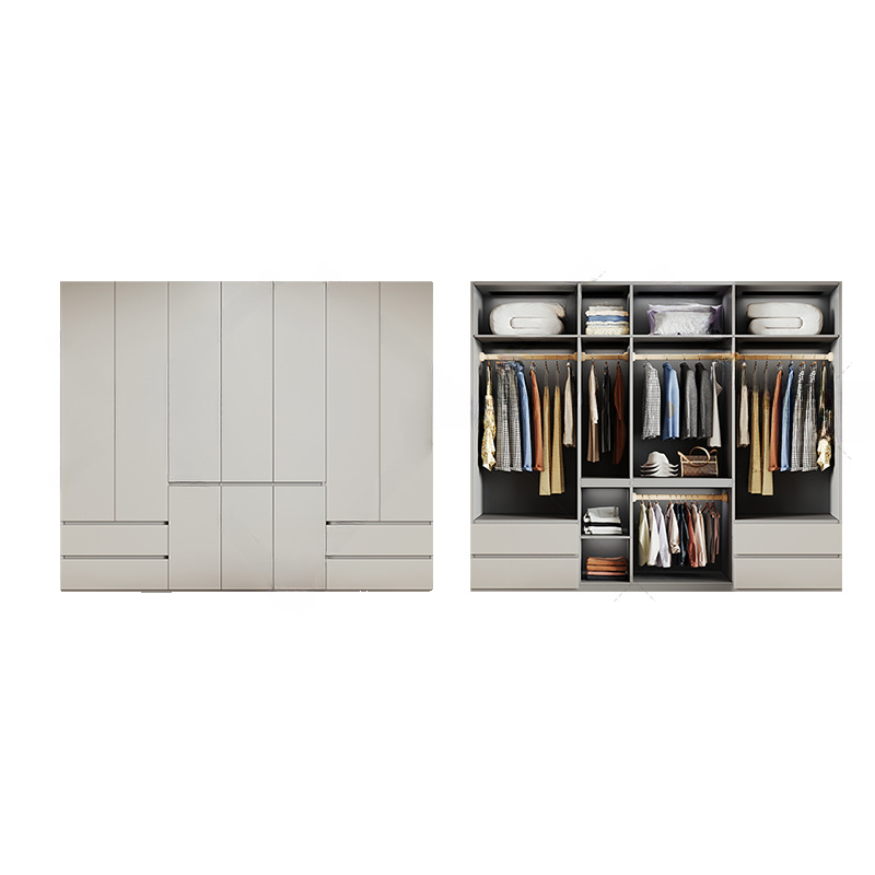 Cream Trendy Reclaimed Wood Wardrobe Armoire with Soft Close Drawer, Soft Close Door, Interior Shelves, and Clothing Rod - image 9