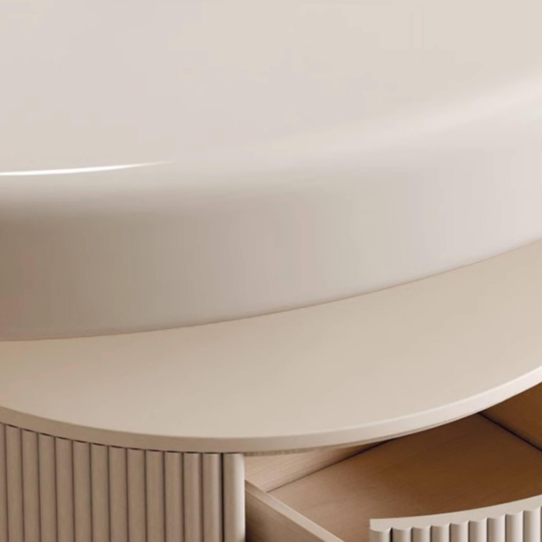 Minimalist Oval Wooden Coffee Table with 1 Shelf and White Top - image 8
