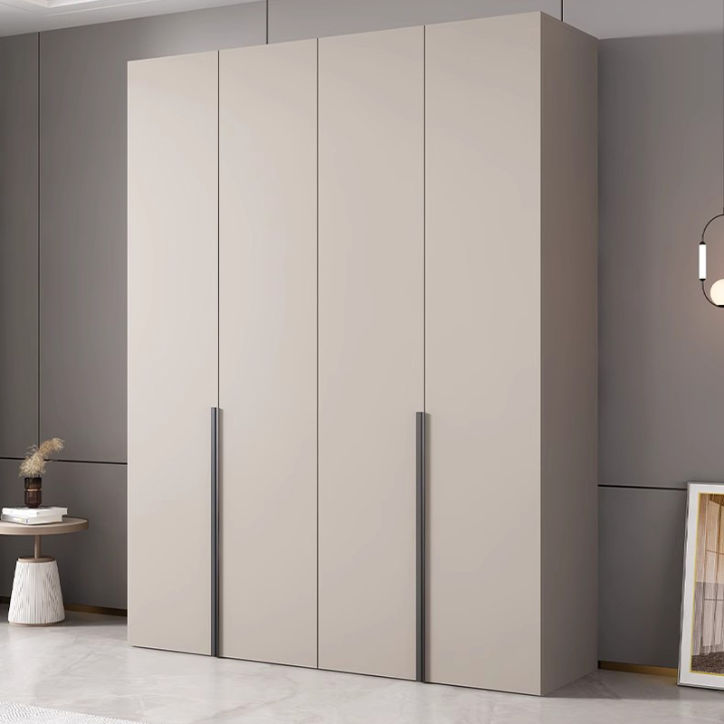 Cream Trendy Timber Standalone Wardrobe Armoire with Soft Close Door, Interior Shelves, and Articulated Mechanism
