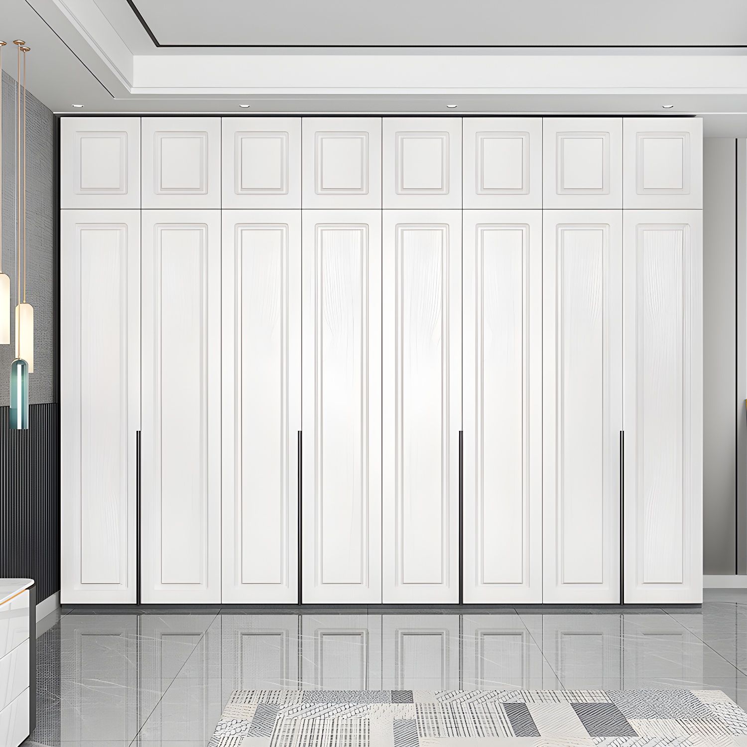 Modern Style Wooden Wardrobe Soft Close Door Wardrobe Closet with Drawer