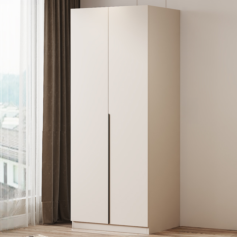 Modish Wooden Independent Armoire Cabinet with Interior Shelves and Clothing Rod