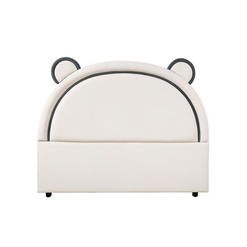 Modish Timber Panel Headboard with No Distressing, Arched Shape for Twin XL/King/Queen Bed, Featuring Sponge Upholstery and Standard Height