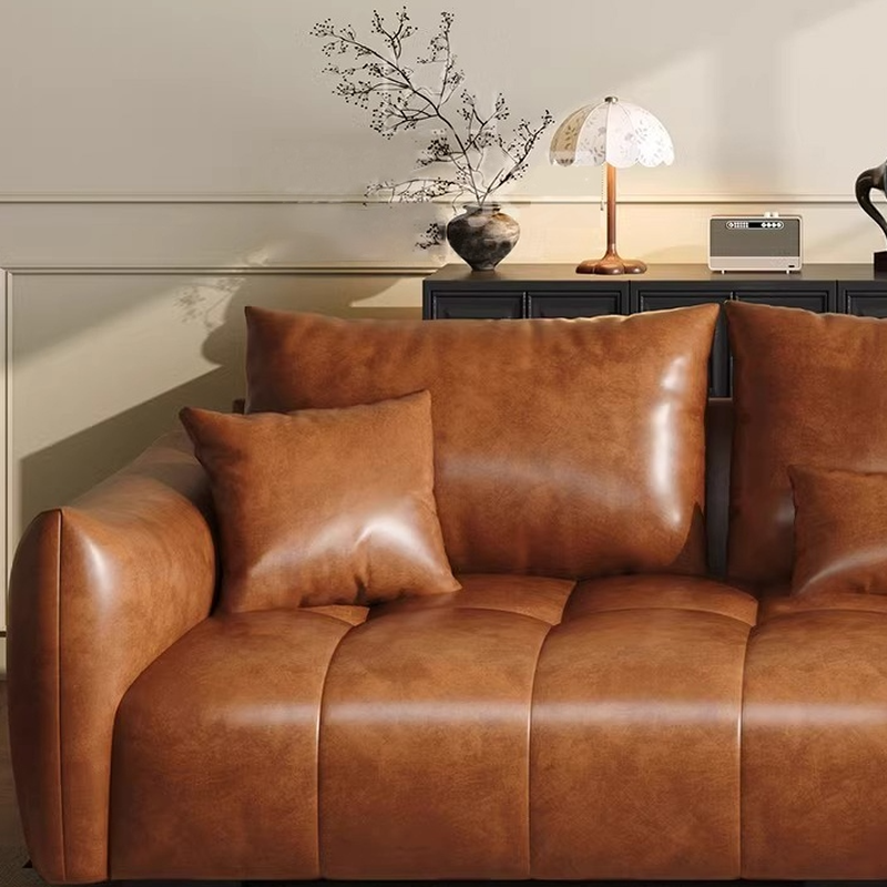 Contemporary Cocoa Standard Sofa Stain Resistant Solid Color with 2 Pillows for 5-seater/Seats 4/3-seater - image 4