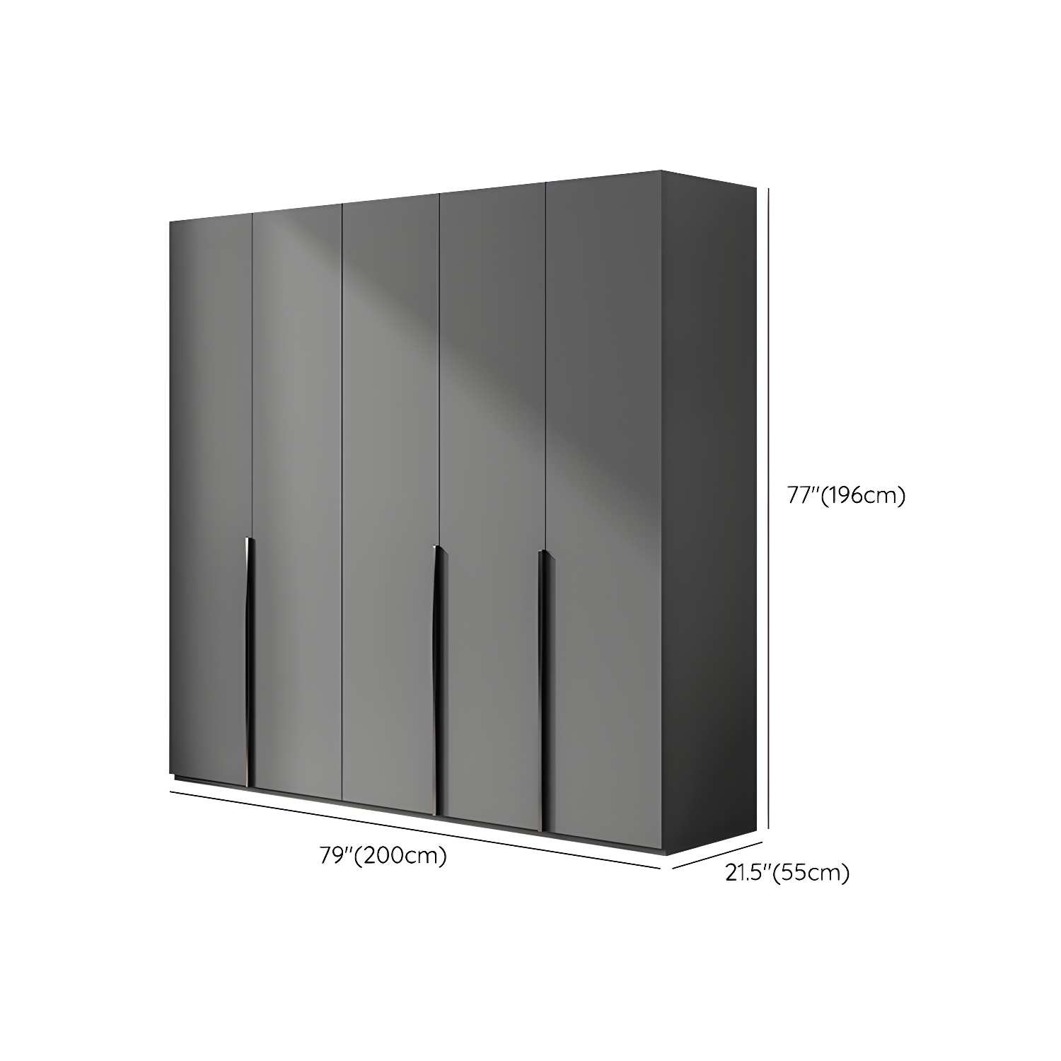 Contemporary Grey Storage Cabinet with Garment Rod Hinged Door Cabinet for Bedroom - image 21