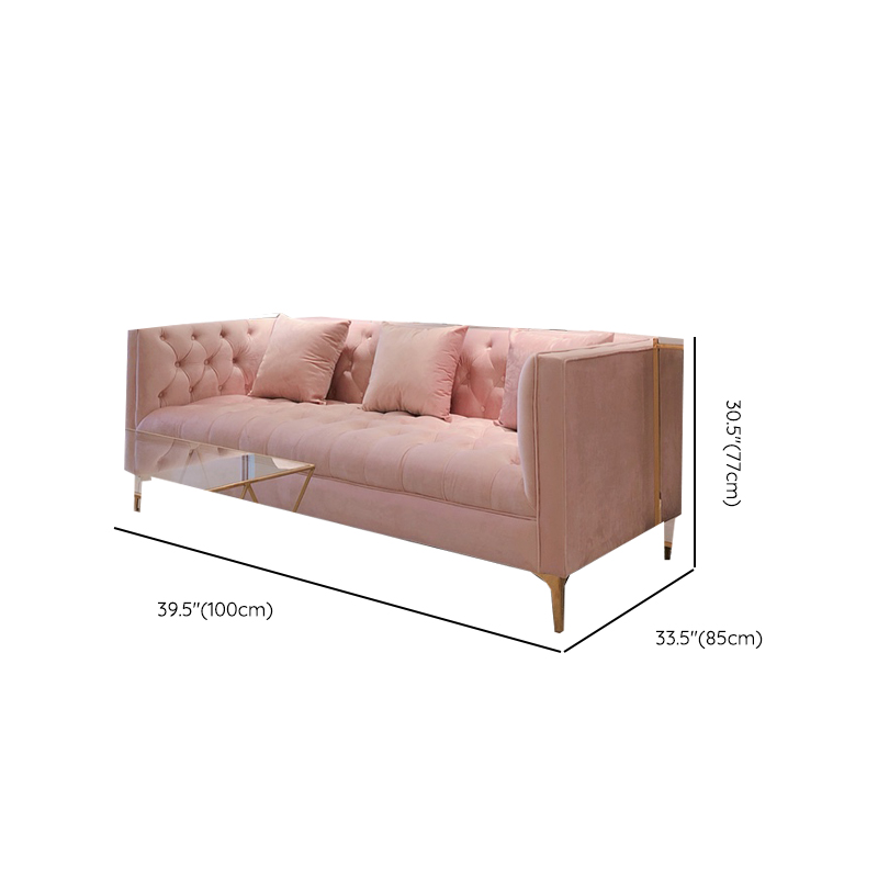 Button-tufted Straight/L-Shape Horizontal/Left Hand Facing Sofa Chaise/Sofa Couch in Rose with Tufted Back - image 7