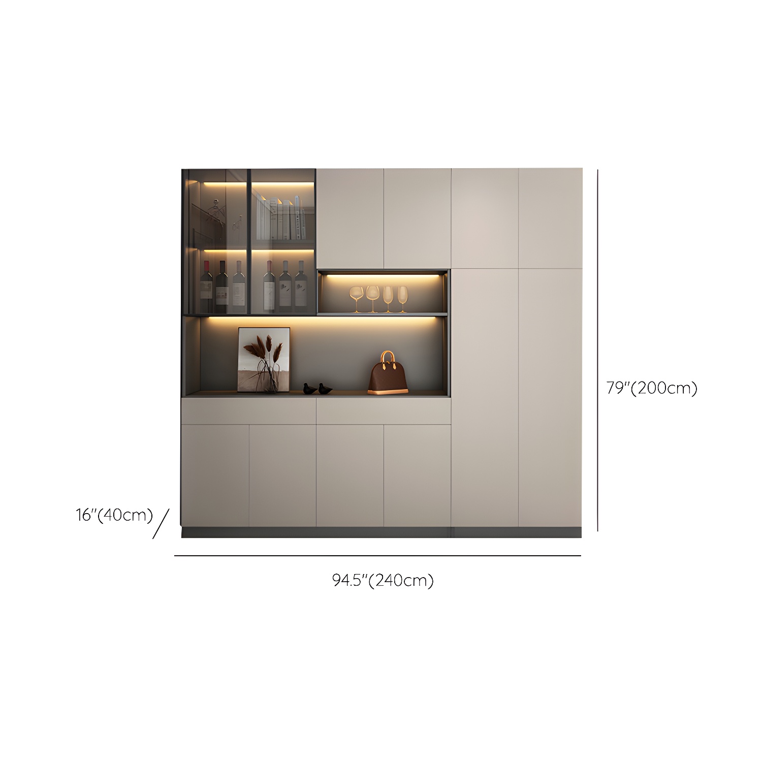 Accent Cabinet Rectangle Contemporary Glass Wood with Shelves - image 16