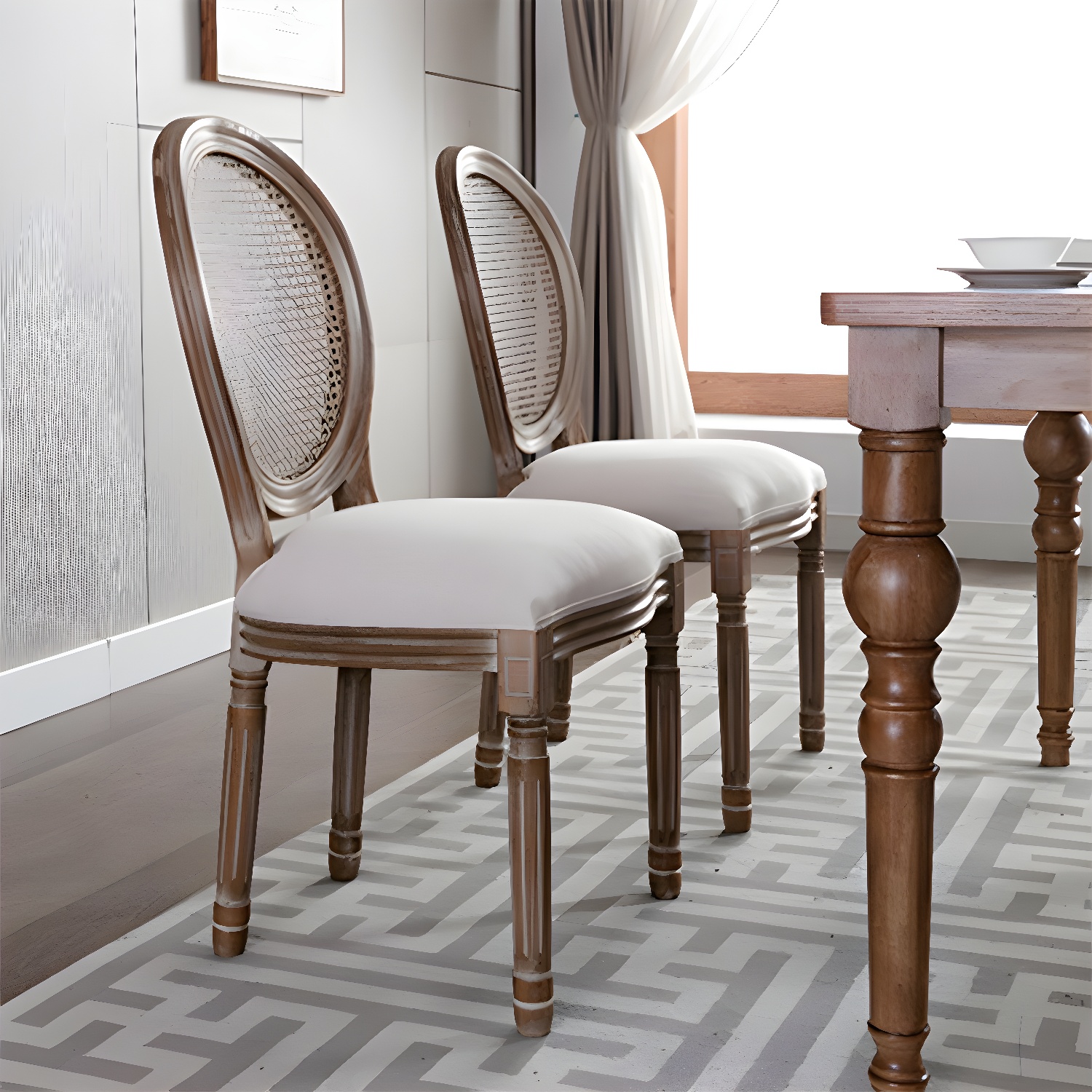 Farmhouse Dining Chair with Wood Legs King Louis Back Side Chair for Home Use - image 8