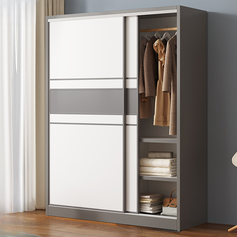 Minimalist Manufactured Wood Cabinet Armoire with Soft Close Door, Interior Shelves, and Clothing Rod