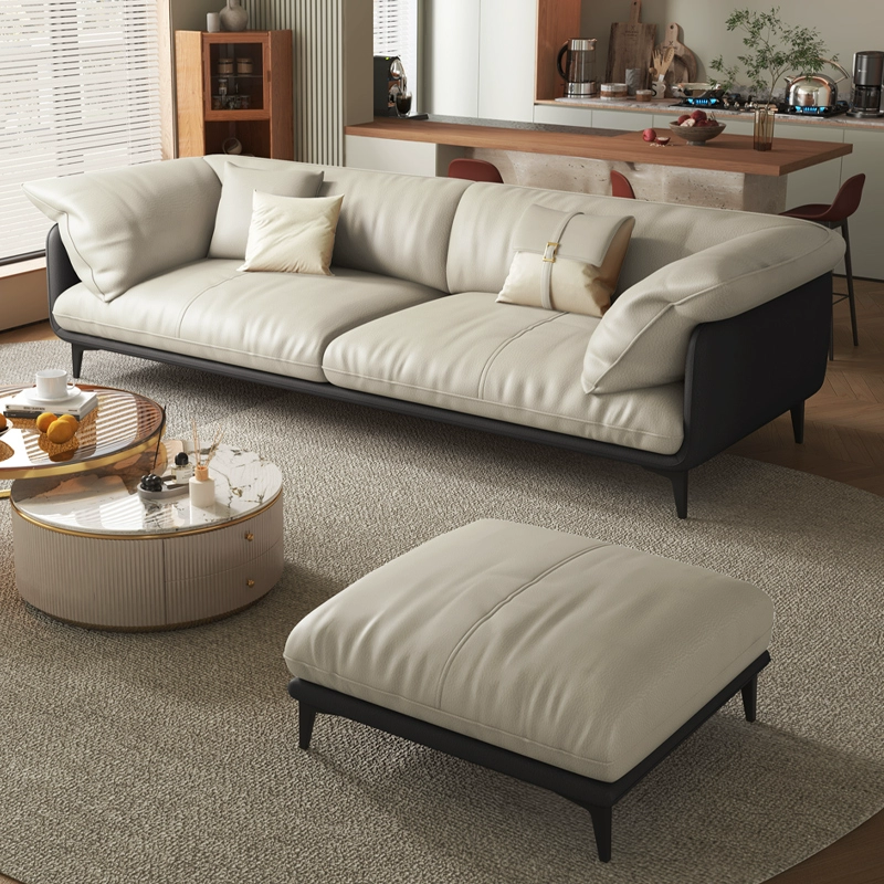 Wood Standard Modern Sofa, 83x35x33 inches Non-Distressed with Pillows, Black Legs