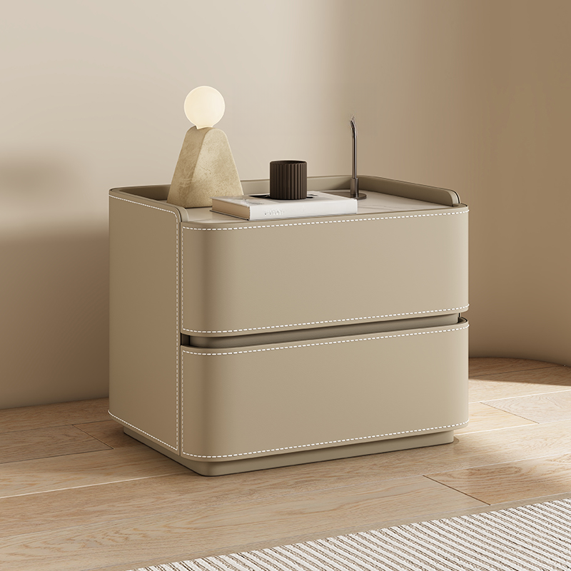 Scandinavian Bedside Cabinet Nightstand with Sintered Stone Countertop - image 4