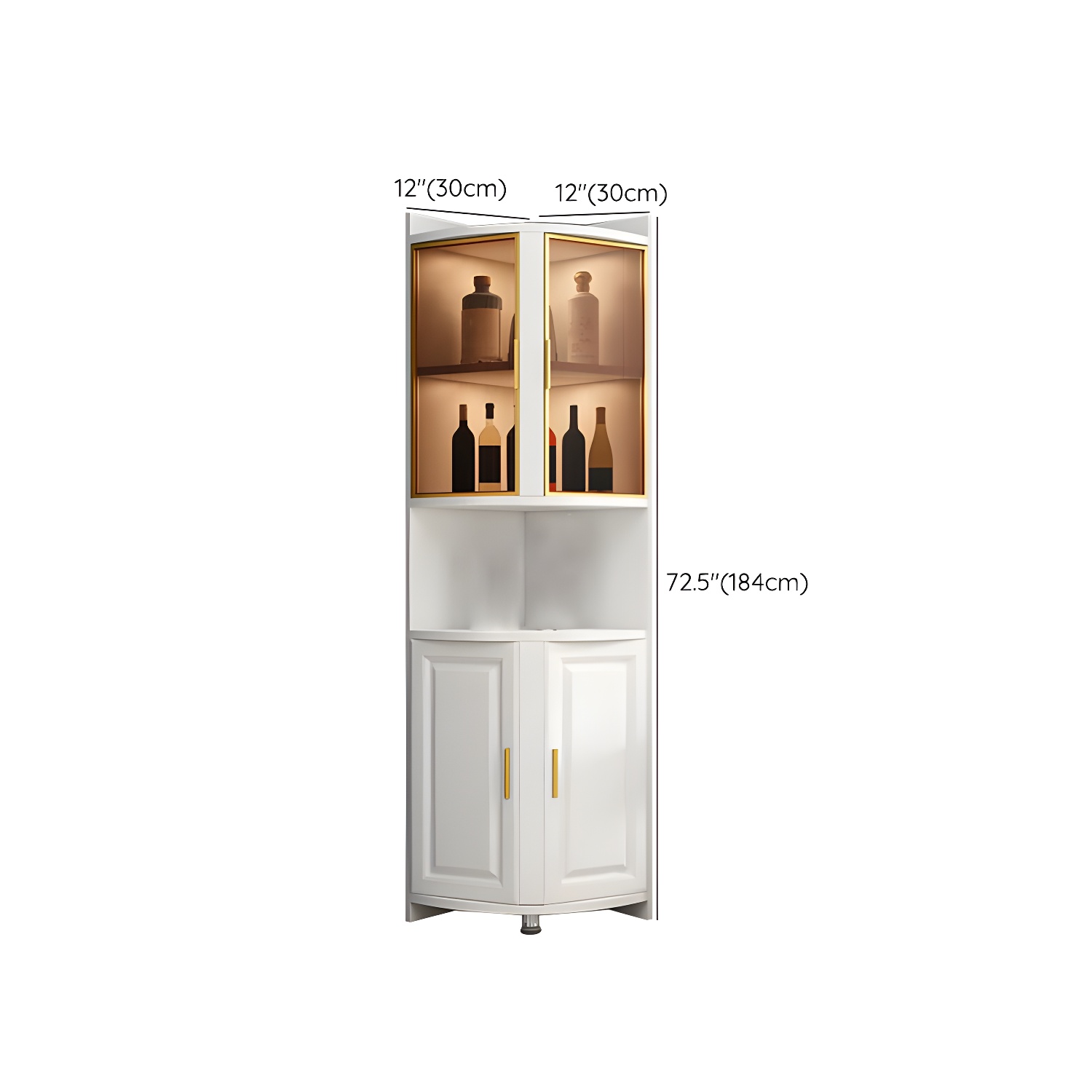 Modern White Corner Accent Cabinet with Glass Doors and 2 Interior Shelves - image 19