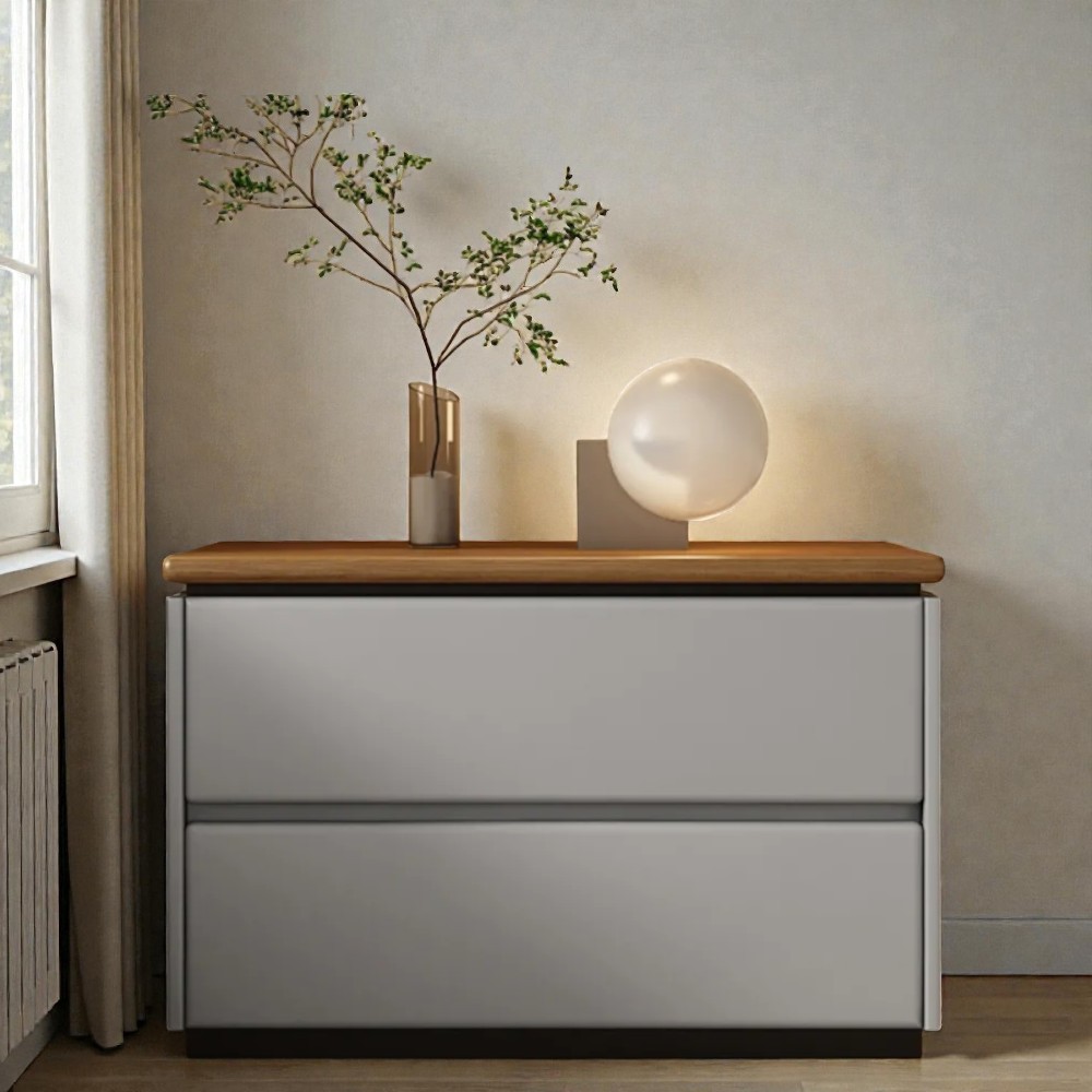 Modish 2 Tiers Drawer Storage Bedside Table with Laminate Countertop - image 14