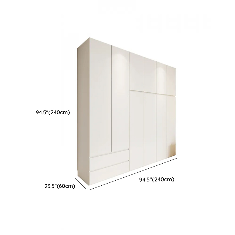 White Minimalist Manufactured Wood Independent Wardrobe Closet with Soft Close Drawer, Soft Close Door, and Interior Shelves - image 24