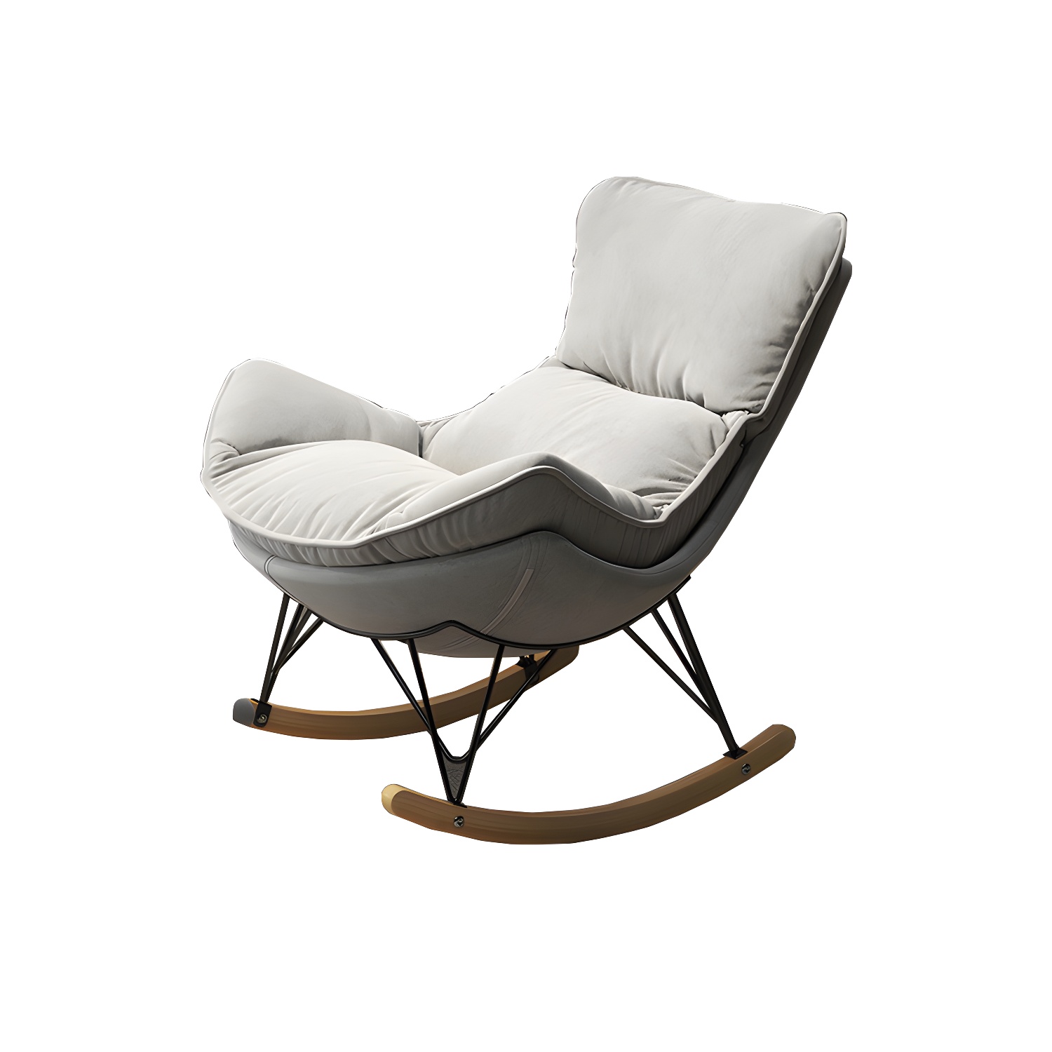 Wing Back Rocking Chair Solid Wood Rocker Chair with Ottoman - image 12