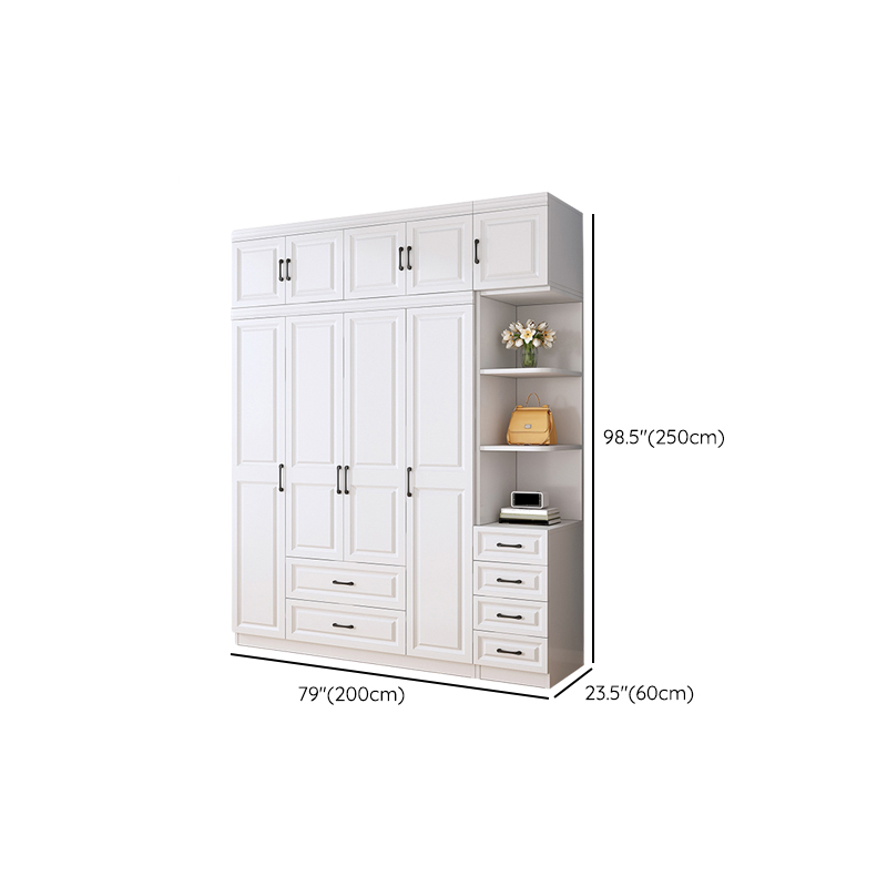 Modern White Wood Wardrobe Armoire with Soft-Close Drawers and Clothing Rod - image 26